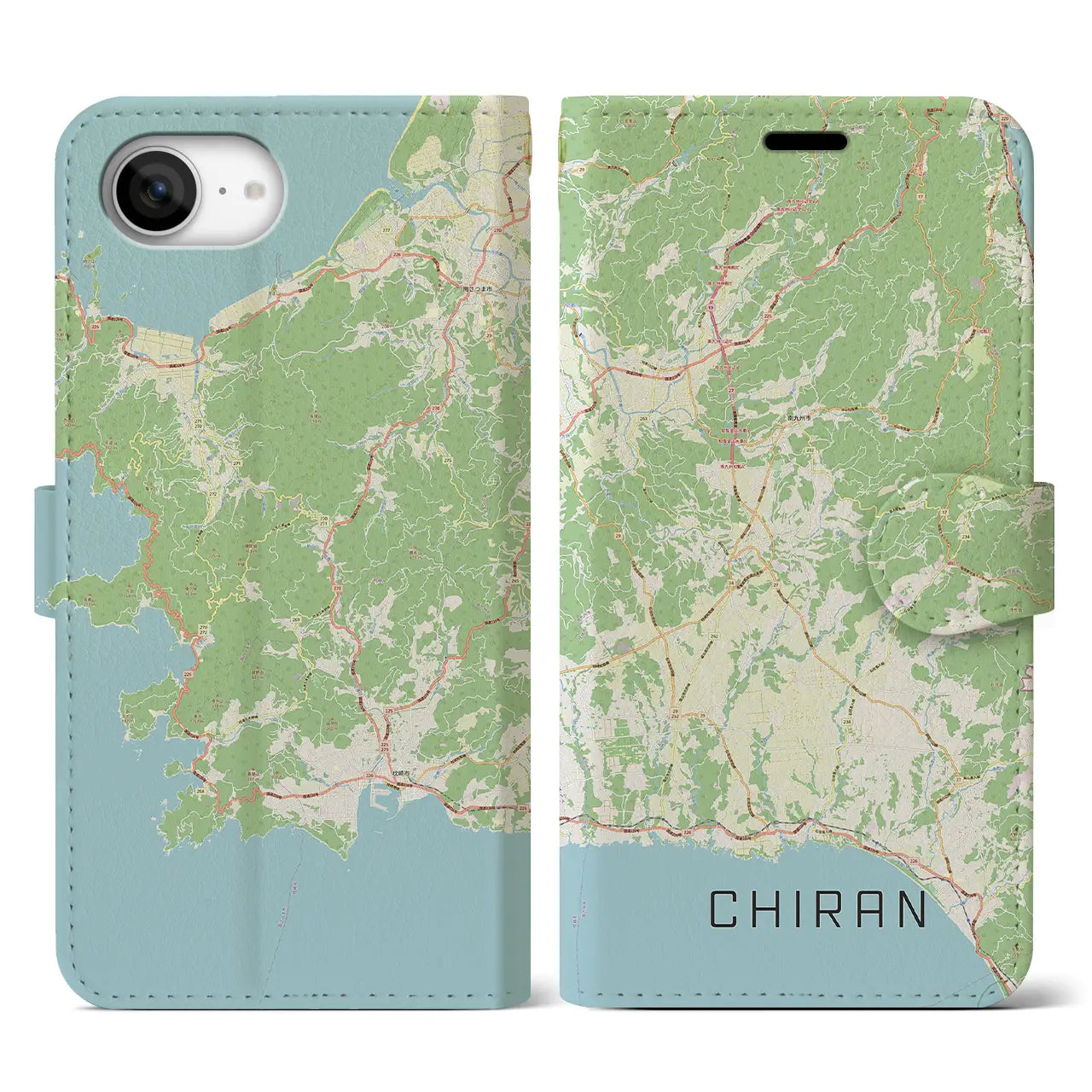 【知覧(鹿児島県)】地図柄iPhoneケース(手帳タイプ)
