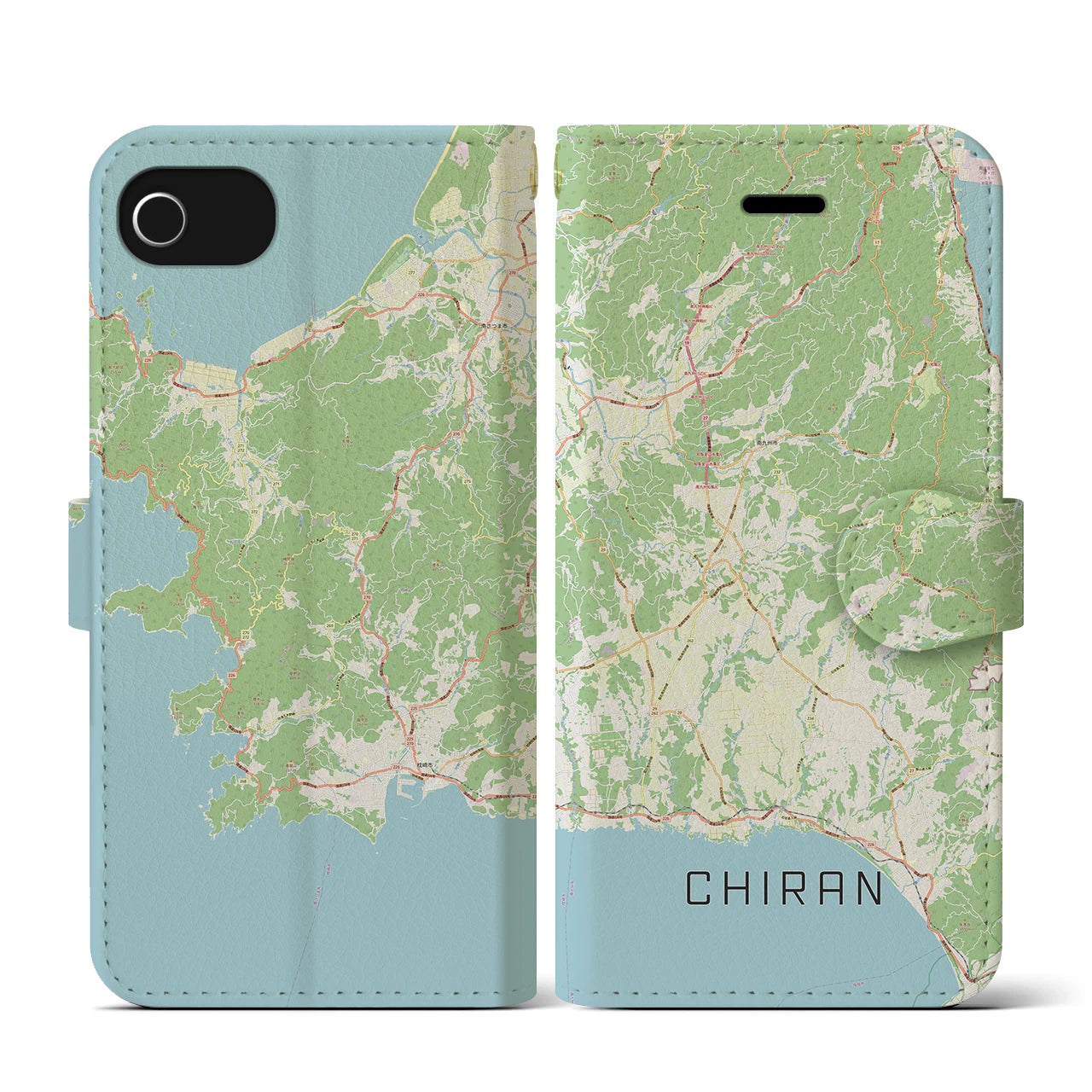 【知覧(鹿児島県)】地図柄iPhoneケース(手帳タイプ)