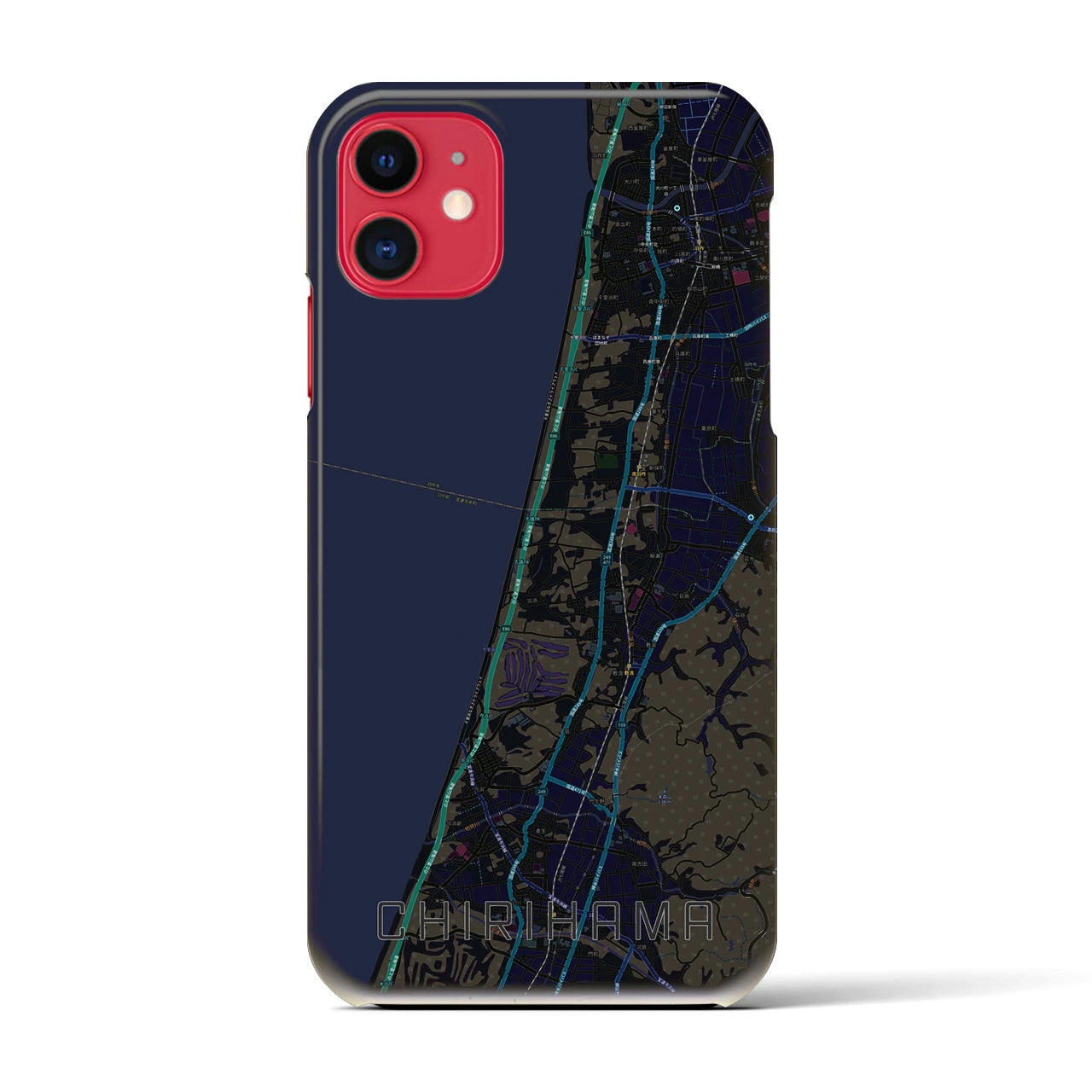 【千里浜(石川県)】地図柄iPhoneケース(バックカバータイプ)