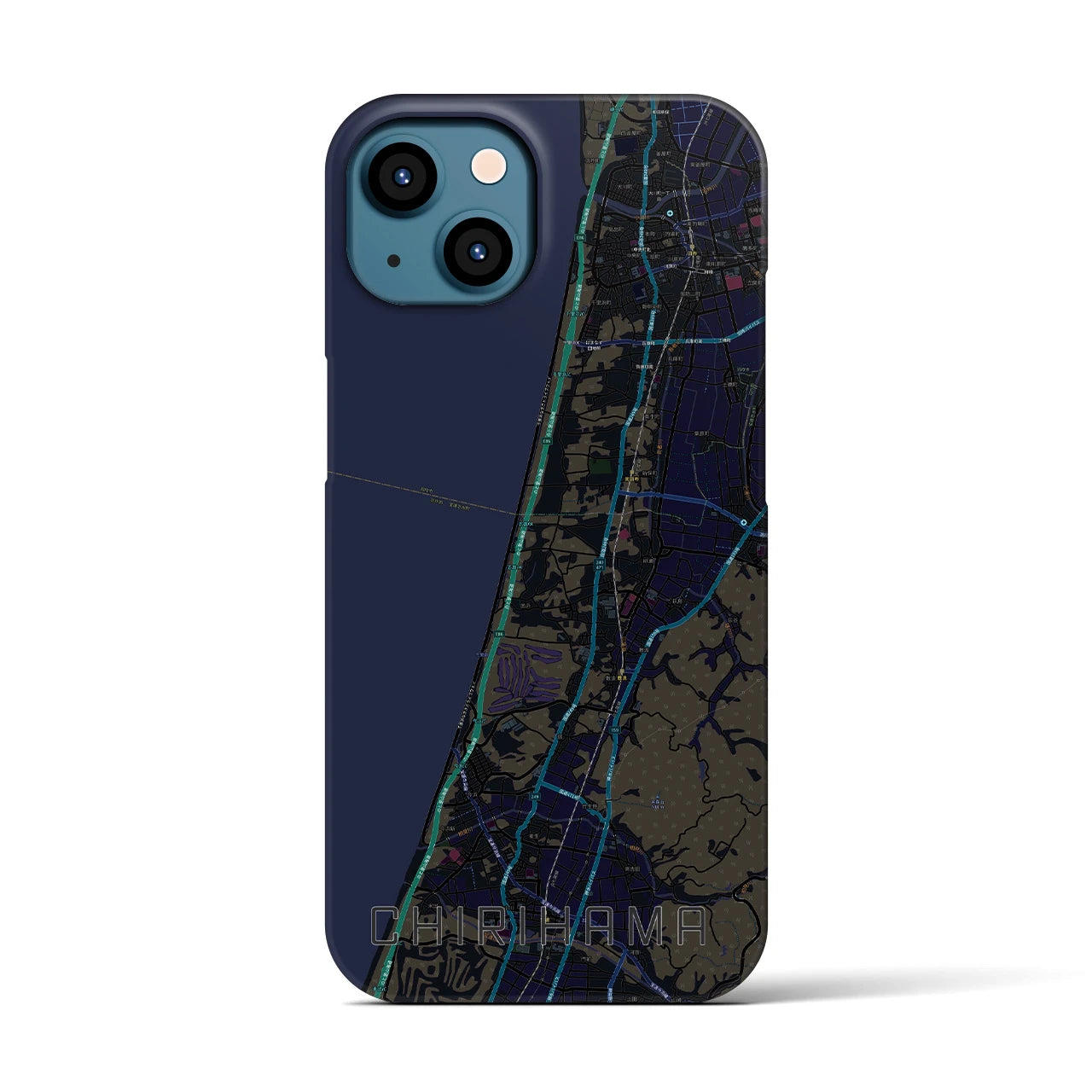 【千里浜(石川県)】地図柄iPhoneケース(バックカバータイプ)