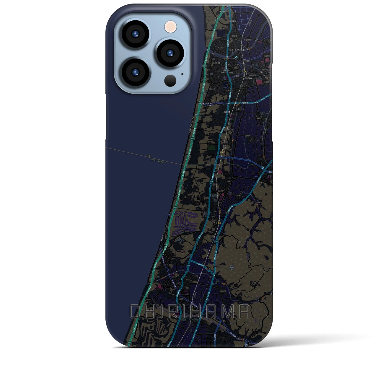 【千里浜(石川県)】地図柄iPhoneケース(バックカバータイプ)