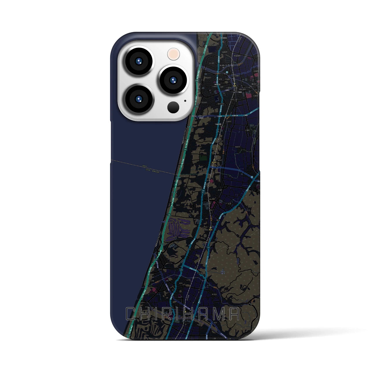 【千里浜(石川県)】地図柄iPhoneケース(バックカバータイプ)