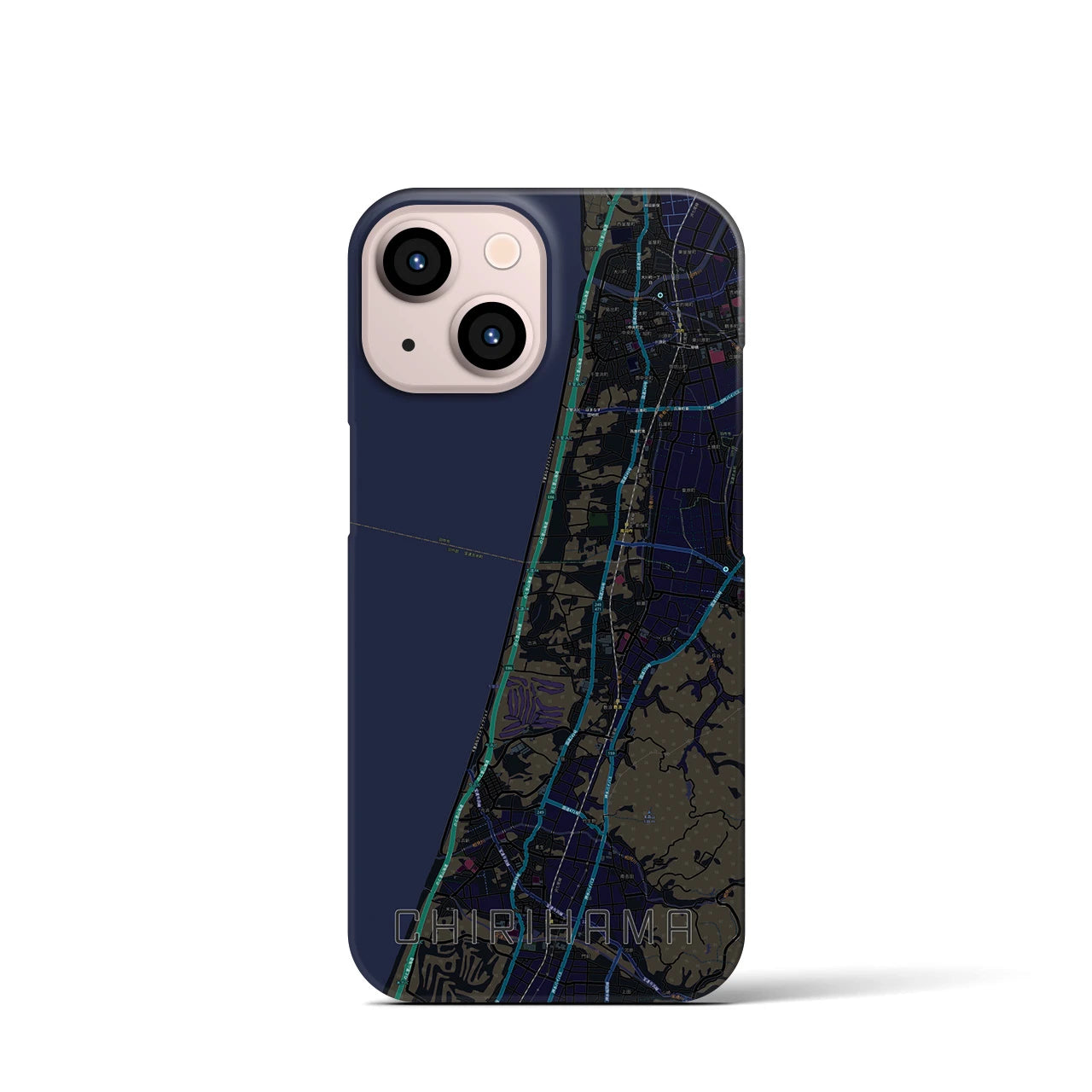 【千里浜(石川県)】地図柄iPhoneケース(バックカバータイプ)