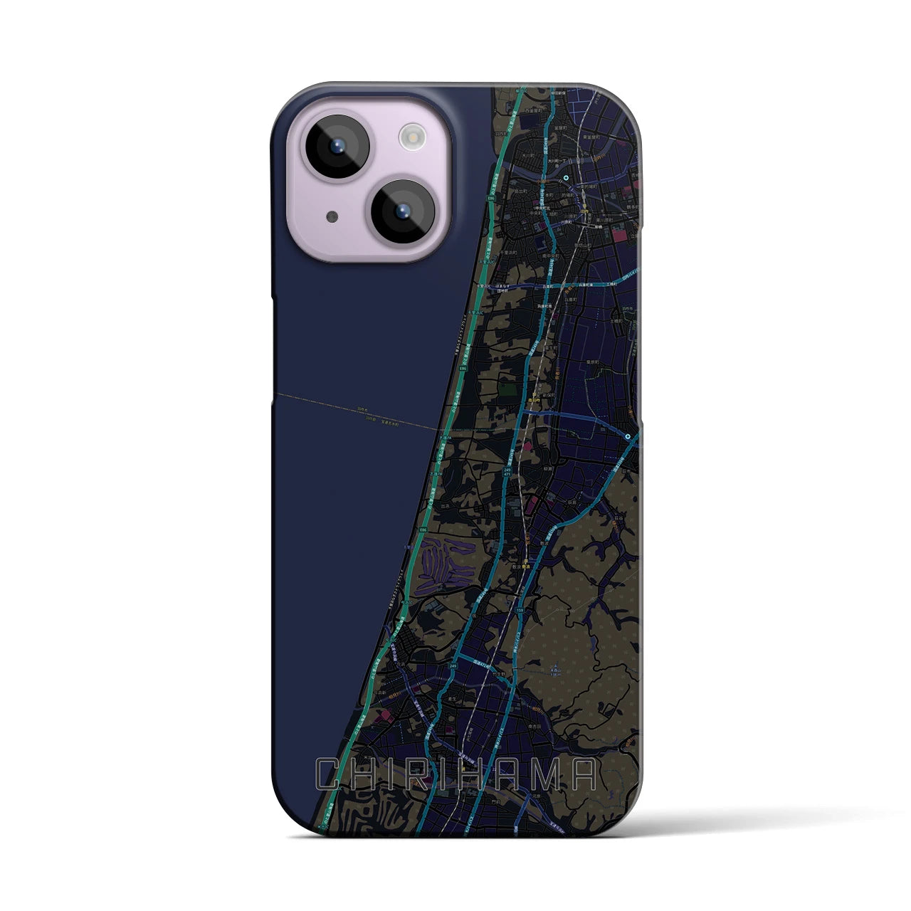 【千里浜(石川県)】地図柄iPhoneケース(バックカバータイプ)