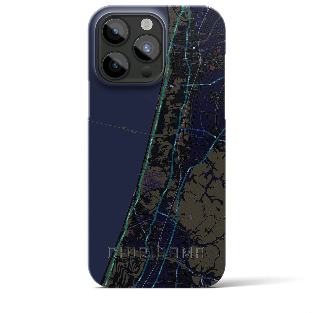 【千里浜(石川県)】地図柄iPhoneケース(バックカバータイプ)
