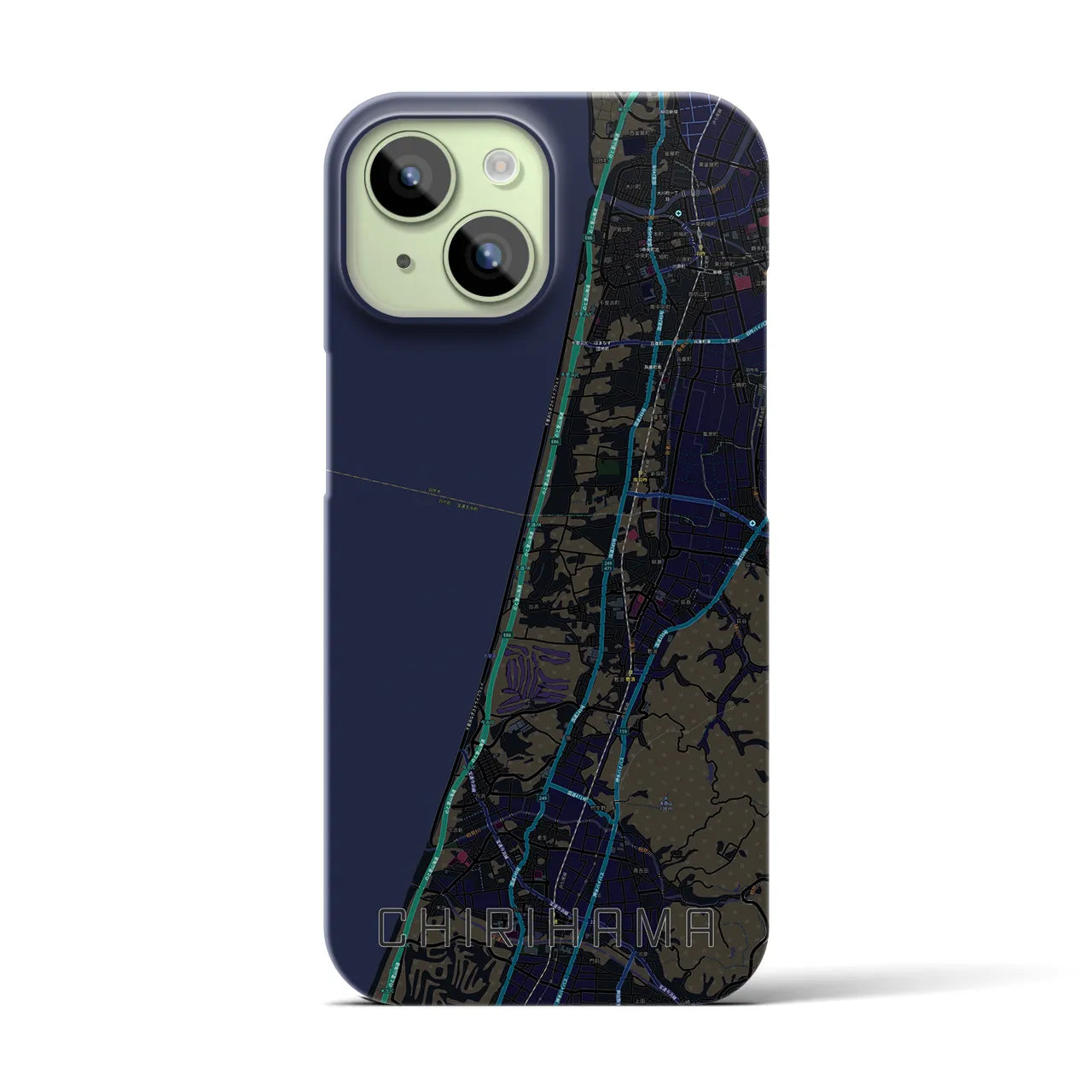 【千里浜(石川県)】地図柄iPhoneケース(バックカバータイプ)