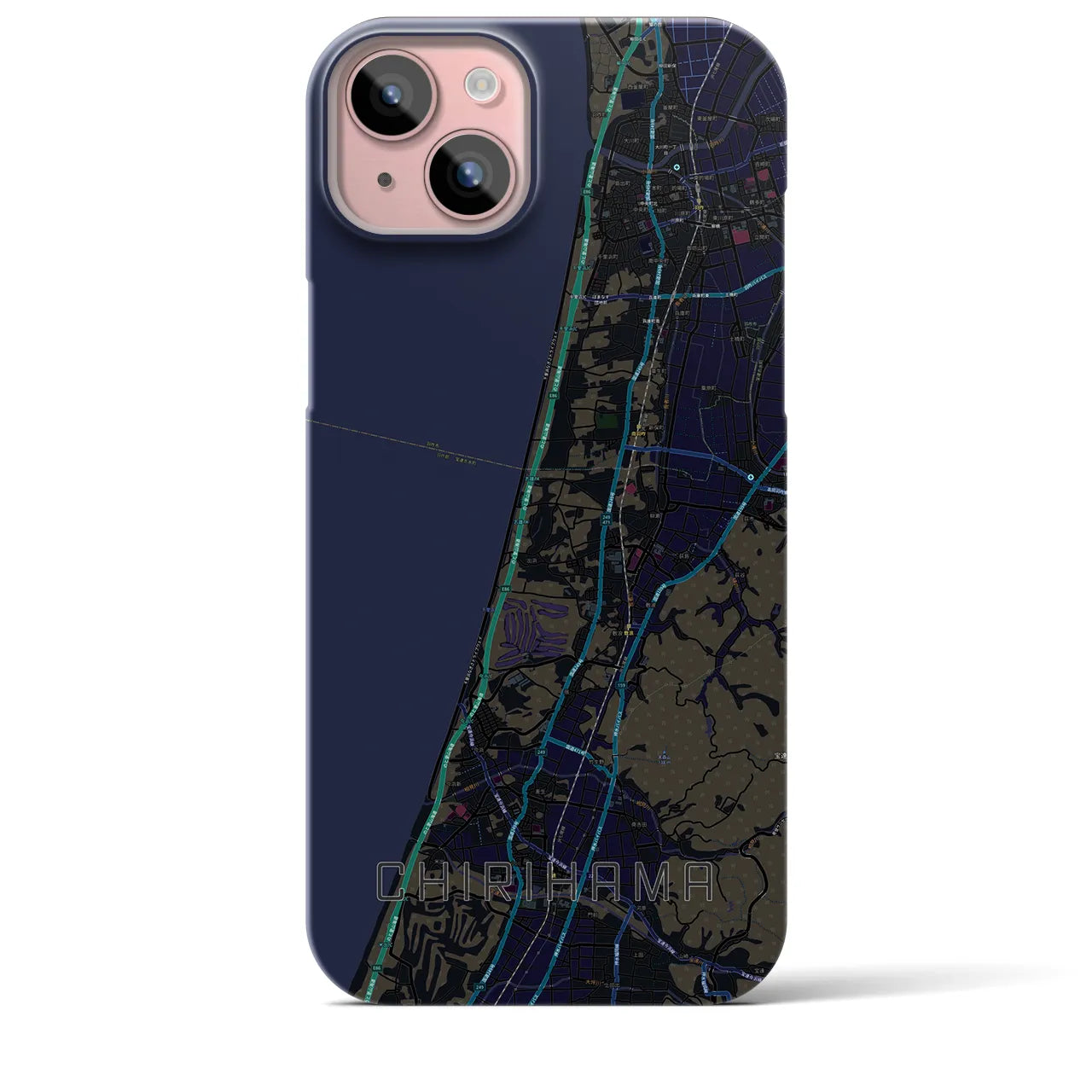 【千里浜(石川県)】地図柄iPhoneケース(バックカバータイプ)