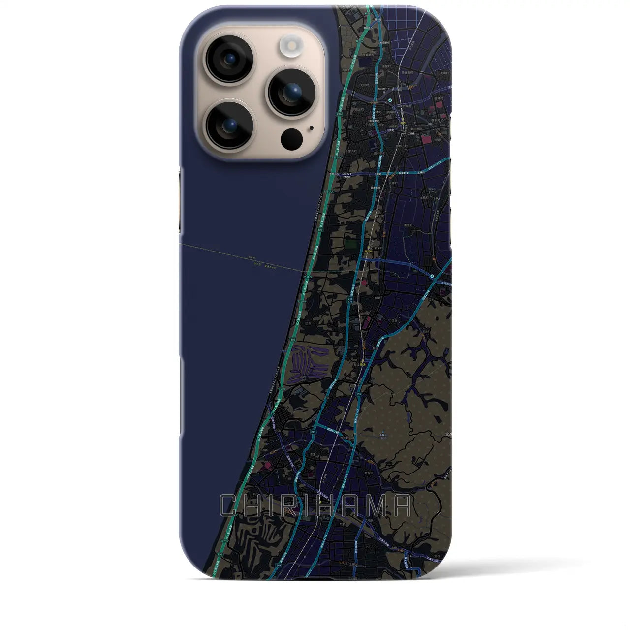 【千里浜(石川県)】地図柄iPhoneケース(バックカバータイプ)