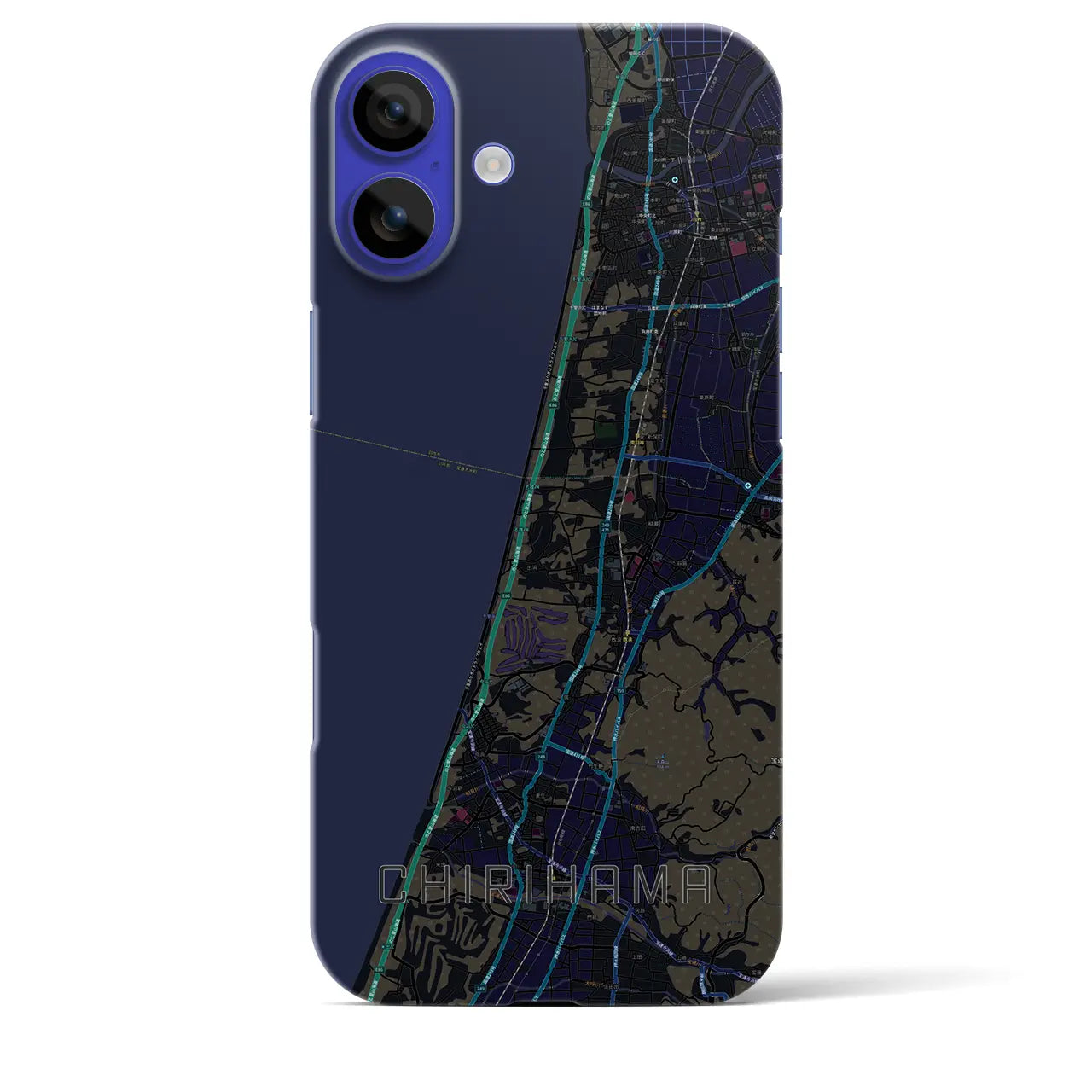 【千里浜(石川県)】地図柄iPhoneケース(バックカバータイプ)