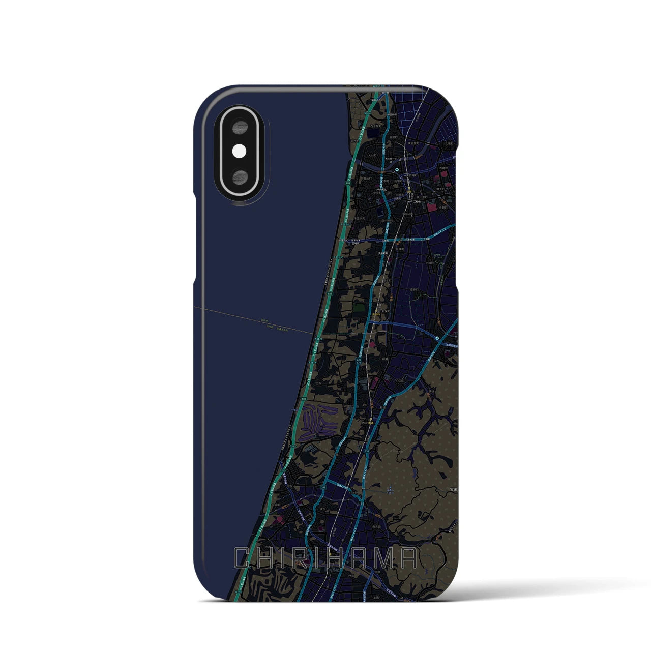 【千里浜(石川県)】地図柄iPhoneケース(バックカバータイプ)