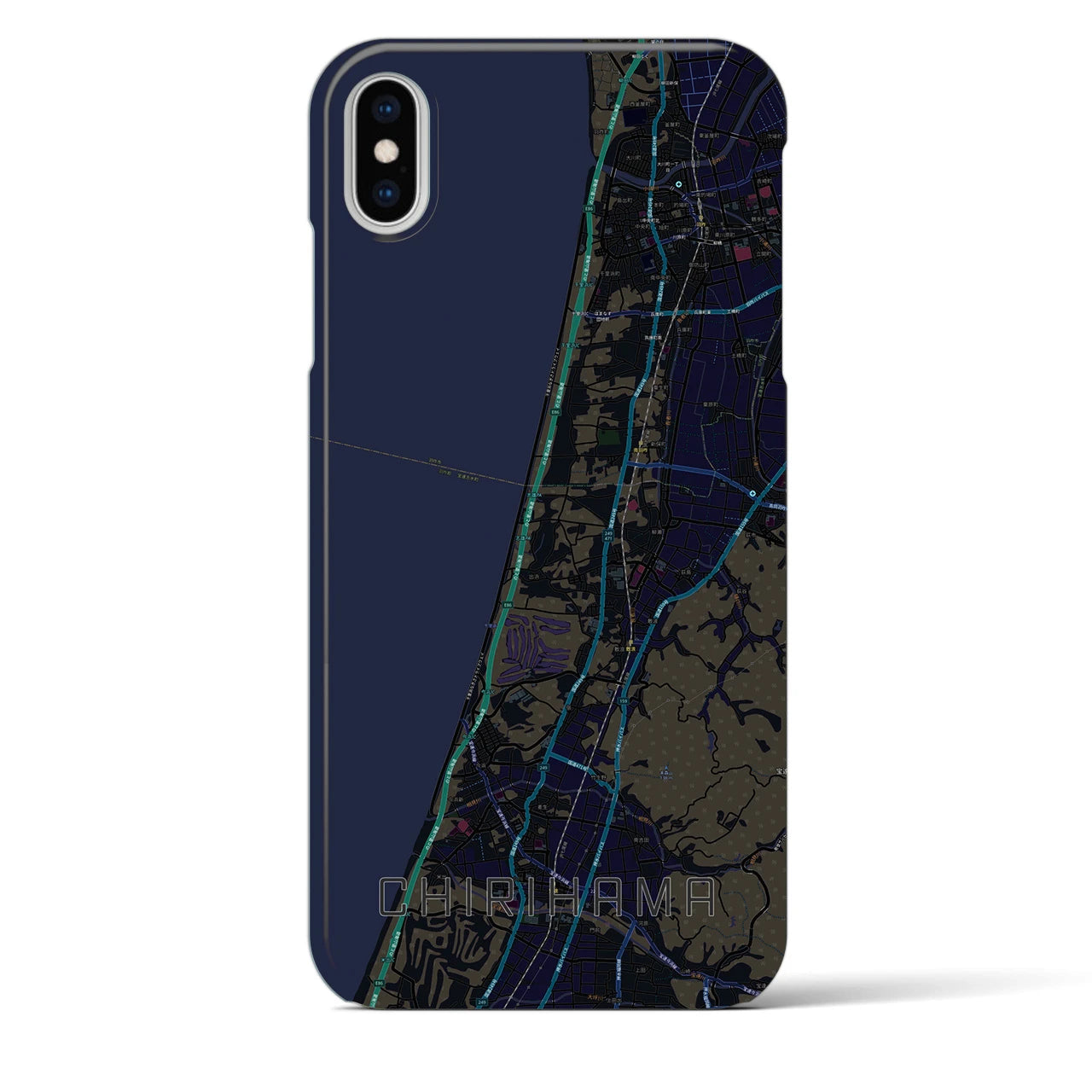 【千里浜(石川県)】地図柄iPhoneケース(バックカバータイプ)