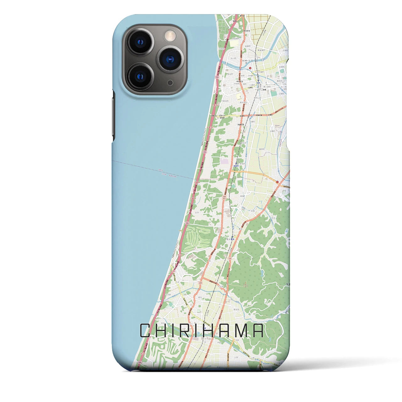 【千里浜(石川県)】地図柄iPhoneケース(バックカバータイプ)