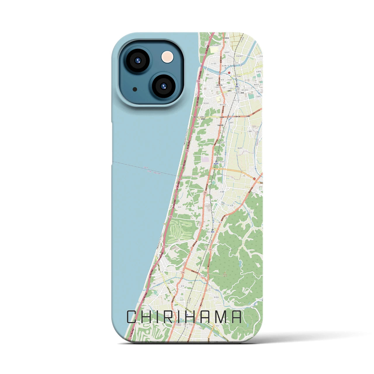 【千里浜(石川県)】地図柄iPhoneケース(バックカバータイプ)