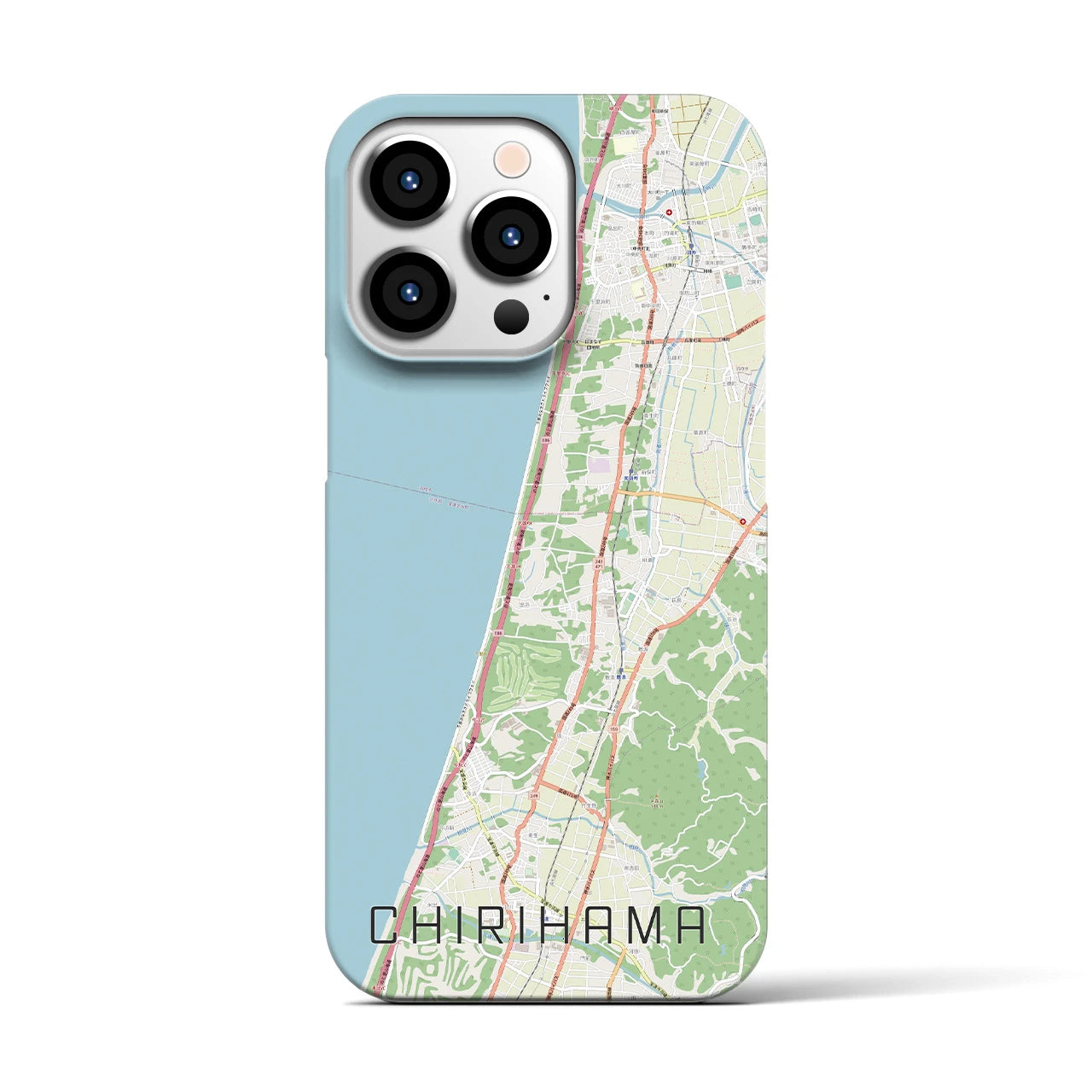 【千里浜(石川県)】地図柄iPhoneケース(バックカバータイプ)