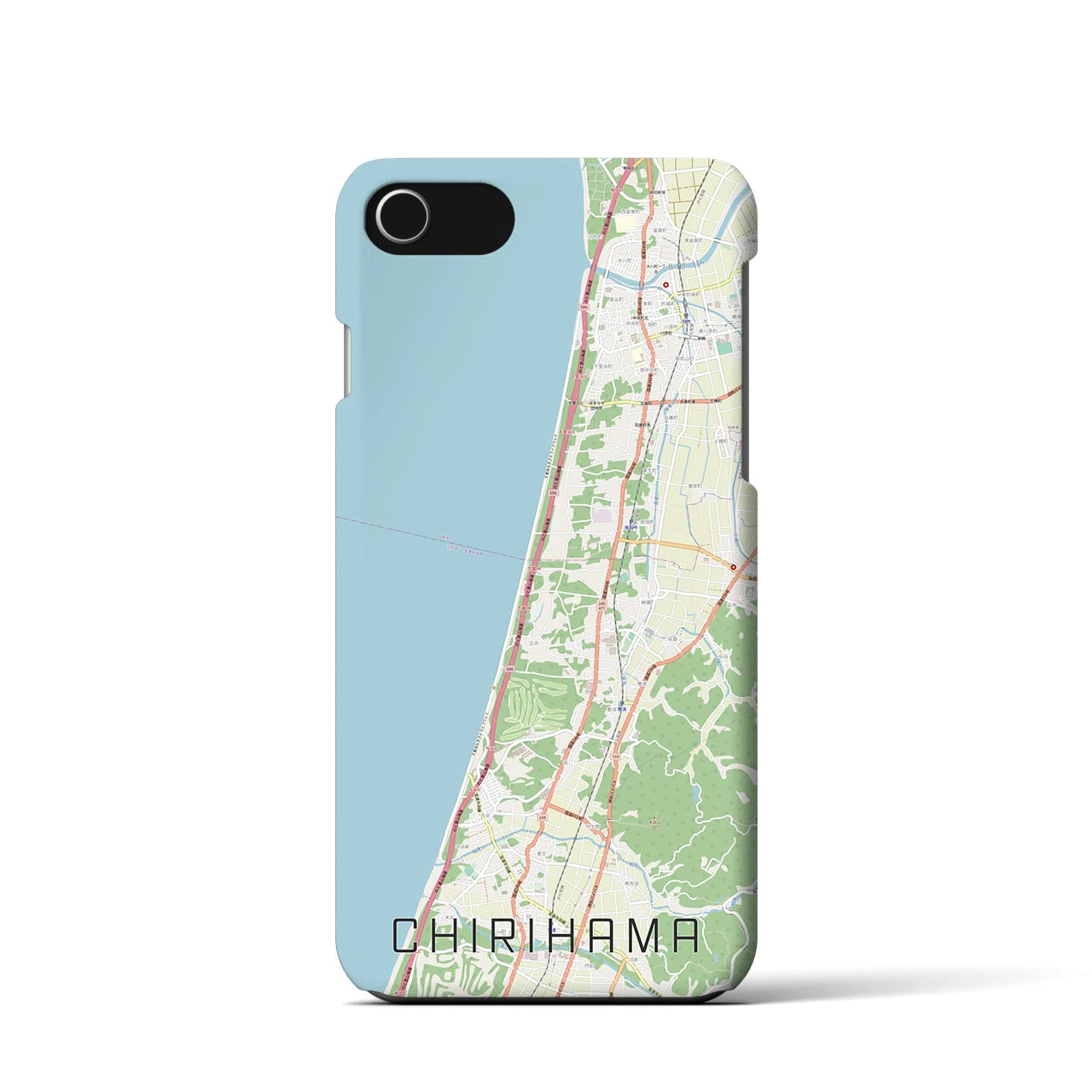 【千里浜(石川県)】地図柄iPhoneケース(バックカバータイプ)