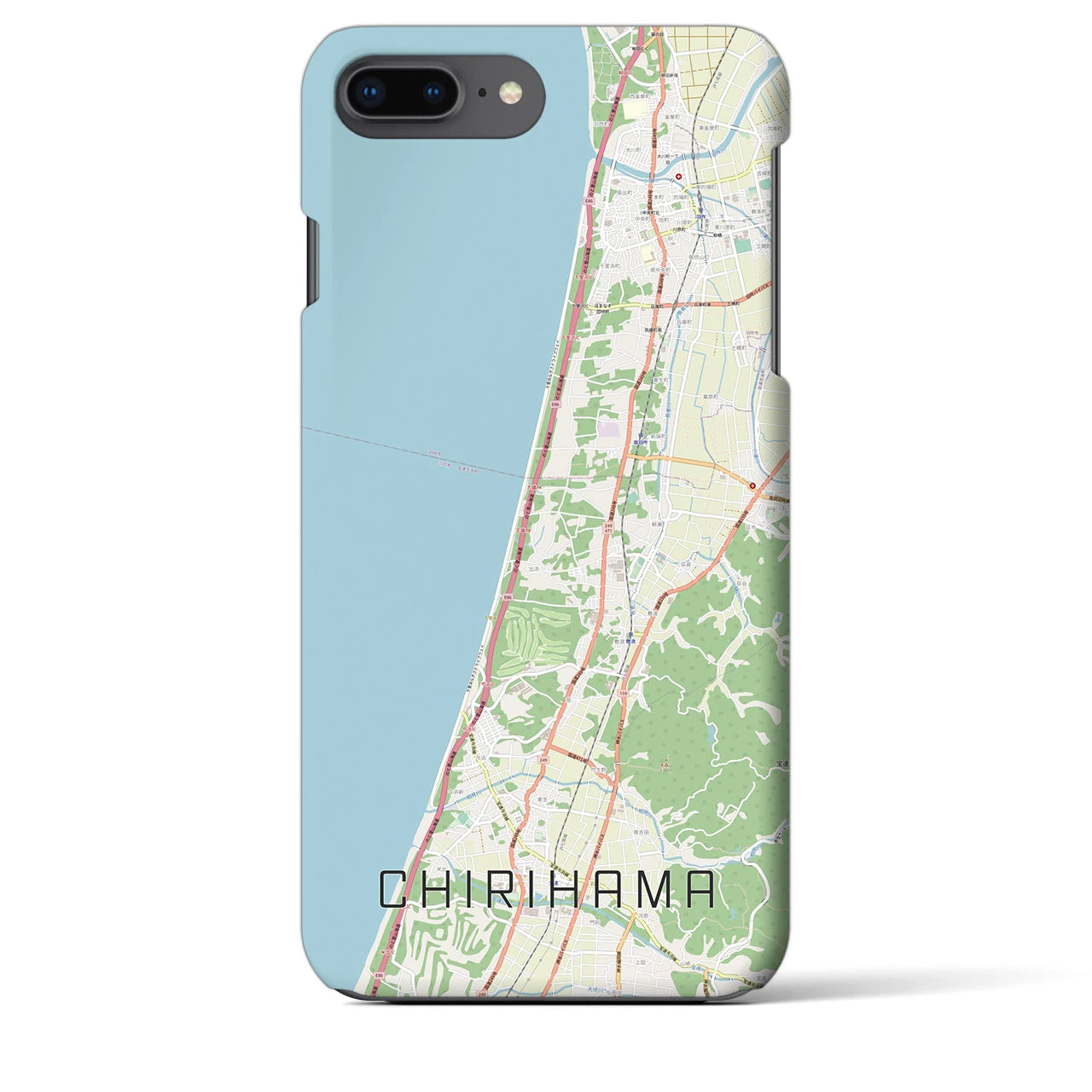 【千里浜(石川県)】地図柄iPhoneケース(バックカバータイプ)