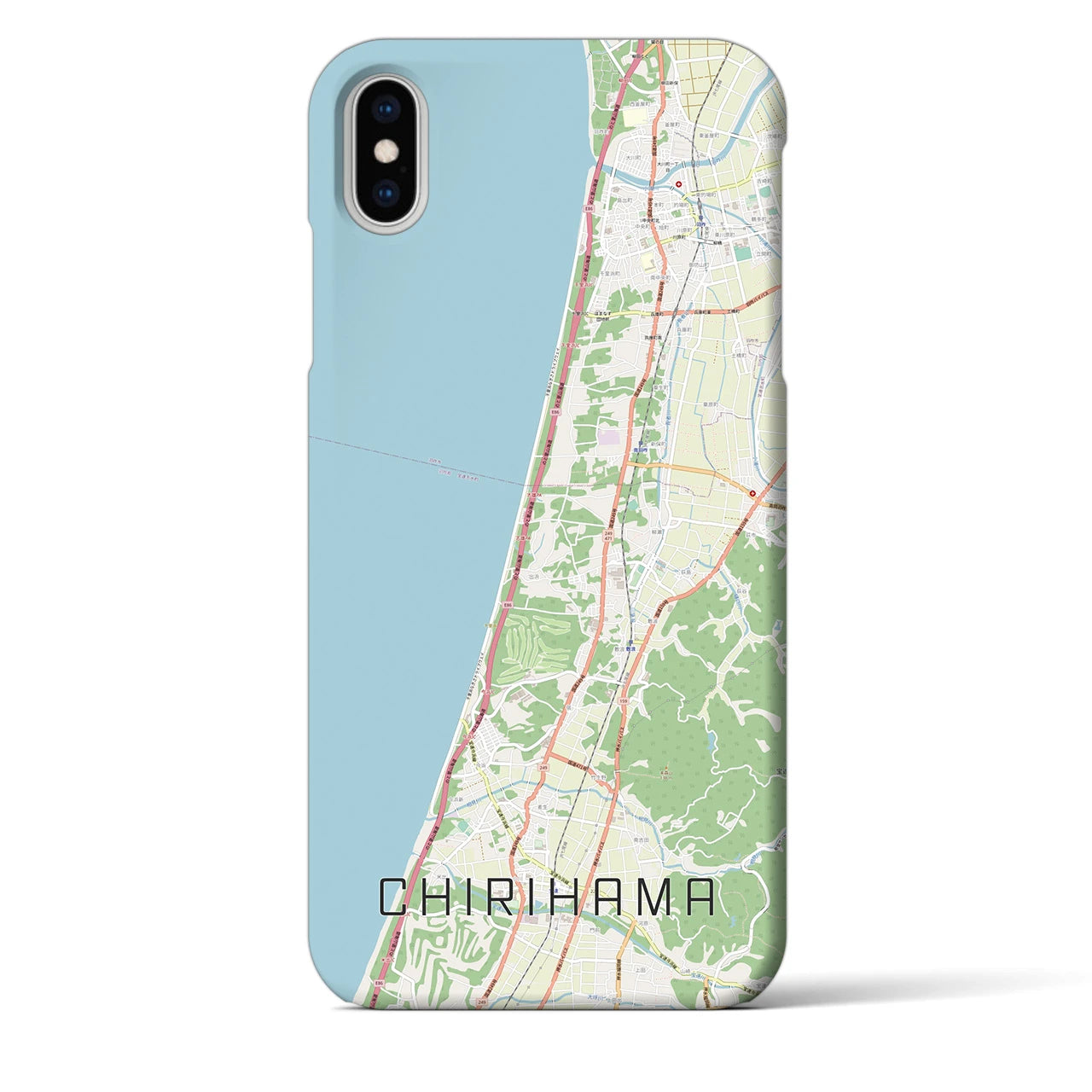 【千里浜(石川県)】地図柄iPhoneケース(バックカバータイプ)