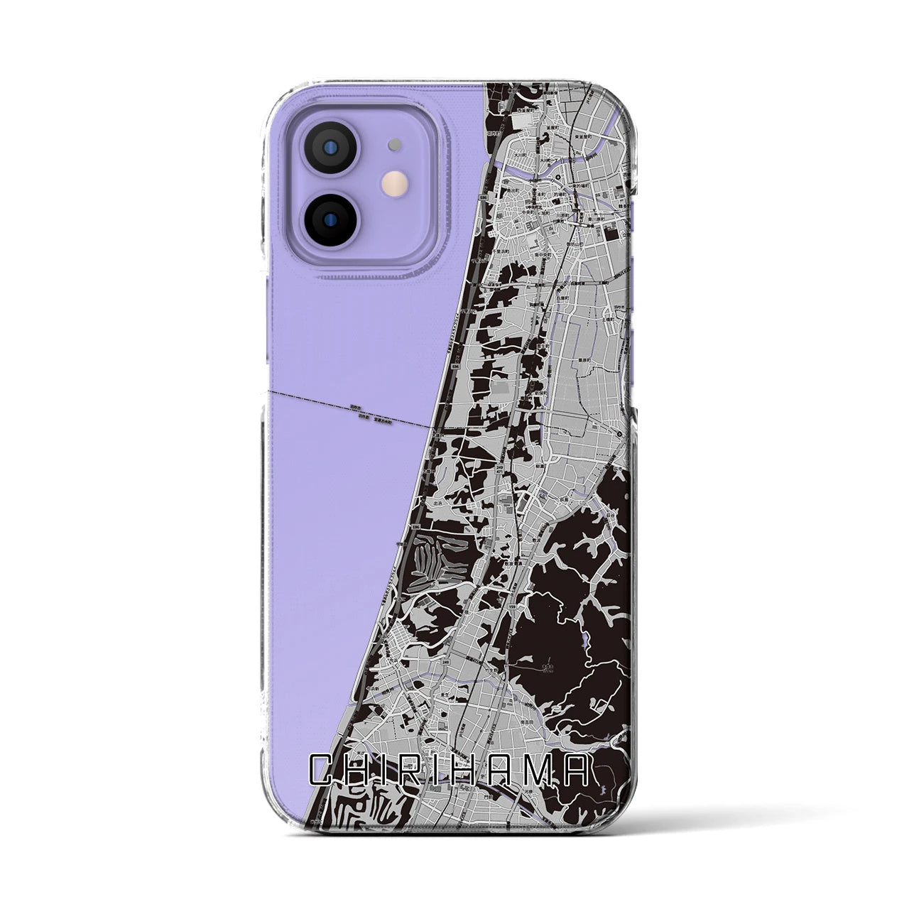 【千里浜(石川県)】地図柄iPhoneケース(クリアタイプ)