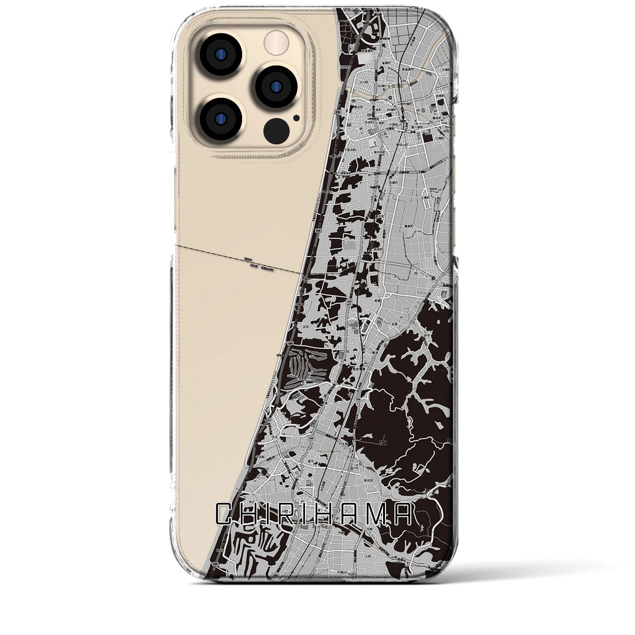 【千里浜(石川県)】地図柄iPhoneケース(クリアタイプ)