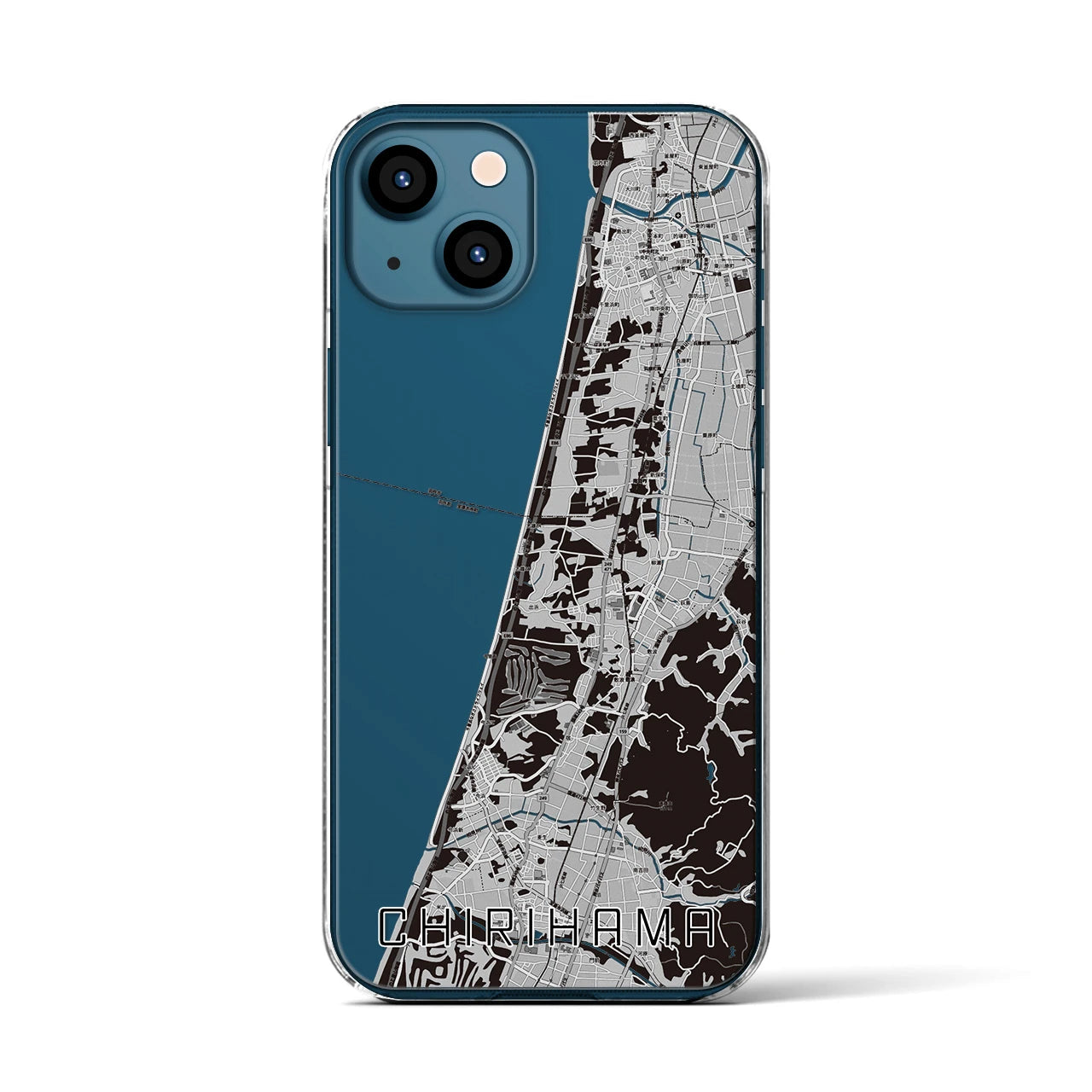 【千里浜(石川県)】地図柄iPhoneケース(クリアタイプ)