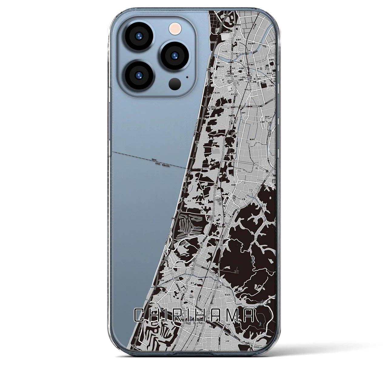 【千里浜(石川県)】地図柄iPhoneケース(クリアタイプ)