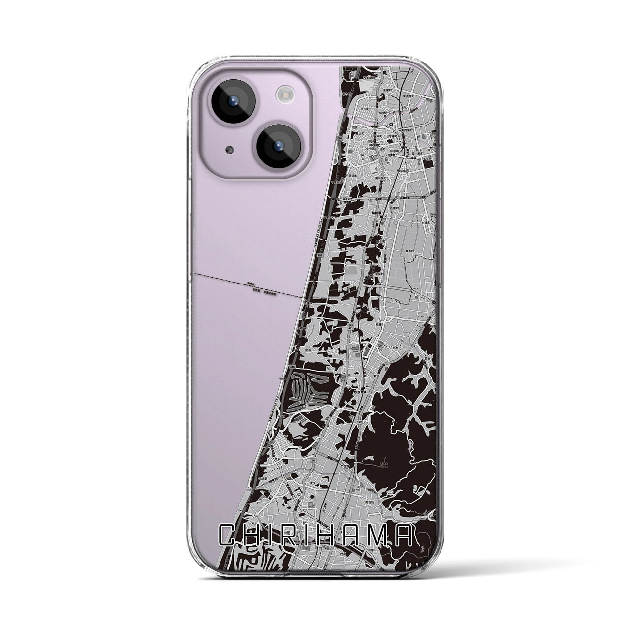 【千里浜(石川県)】地図柄iPhoneケース(クリアタイプ)