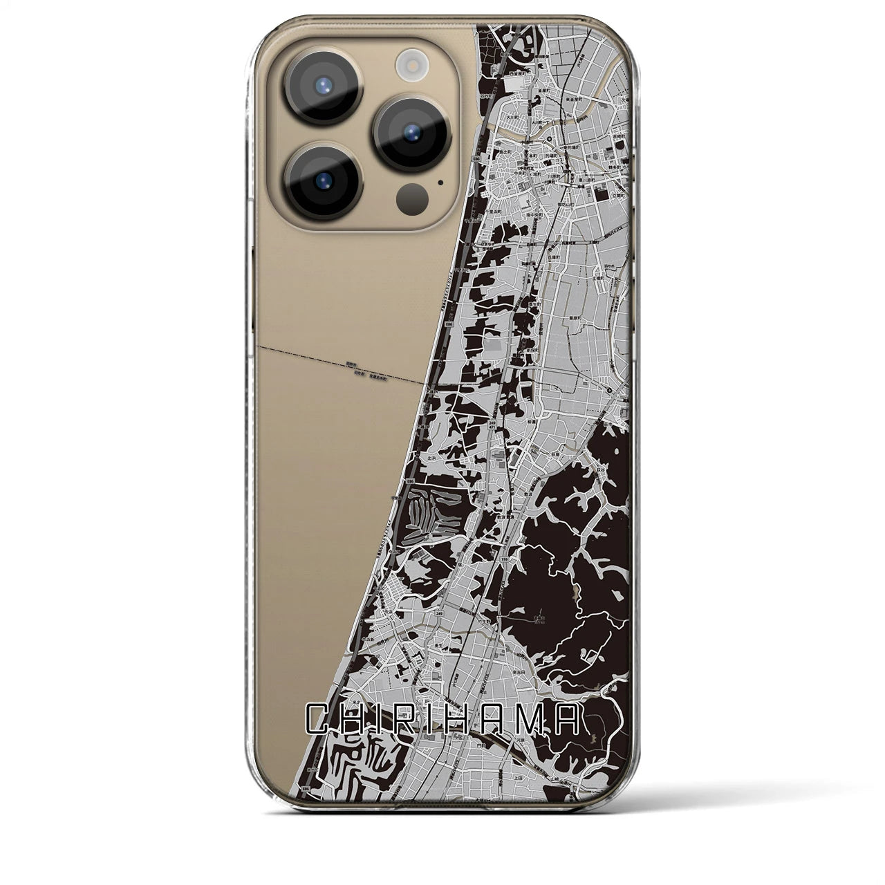 【千里浜(石川県)】地図柄iPhoneケース(クリアタイプ)