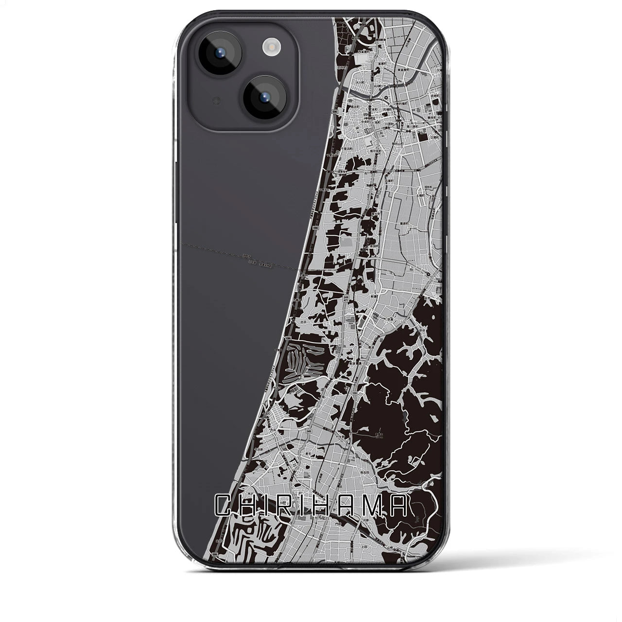 【千里浜(石川県)】地図柄iPhoneケース(クリアタイプ)