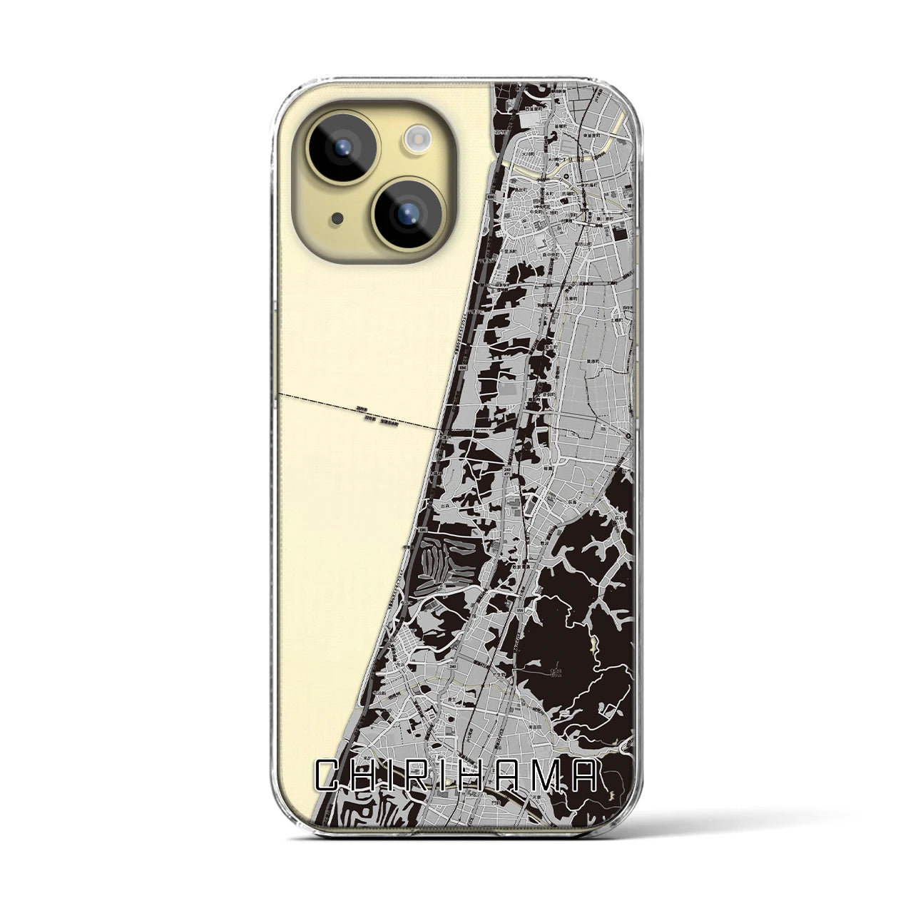 【千里浜(石川県)】地図柄iPhoneケース(クリアタイプ)