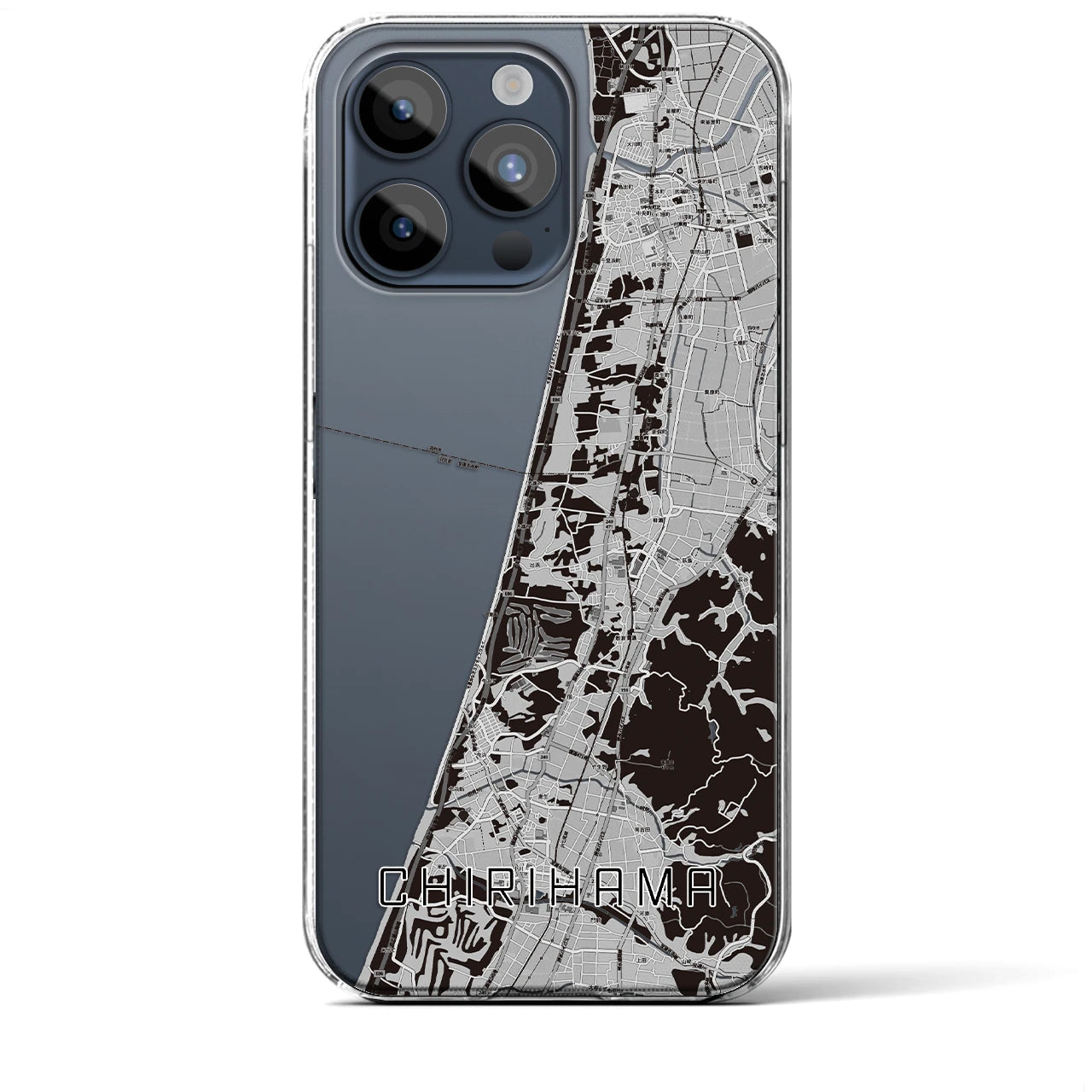 【千里浜(石川県)】地図柄iPhoneケース(クリアタイプ)