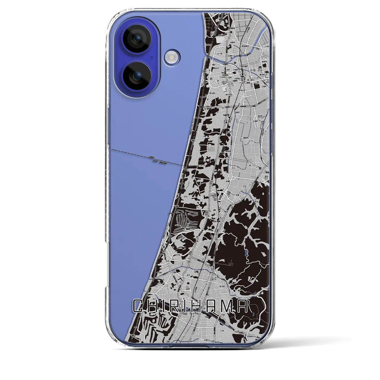 【千里浜(石川県)】地図柄iPhoneケース(クリアタイプ)