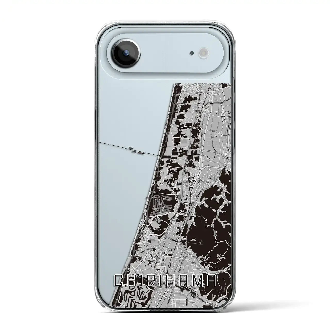 【千里浜(石川県)】地図柄iPhoneケース(クリアタイプ)モノトーン・iPhone 17 Pro Max 用