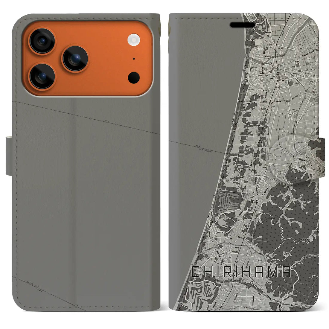 【千里浜(石川県)】地図柄iPhoneケース(手帳タイプ)