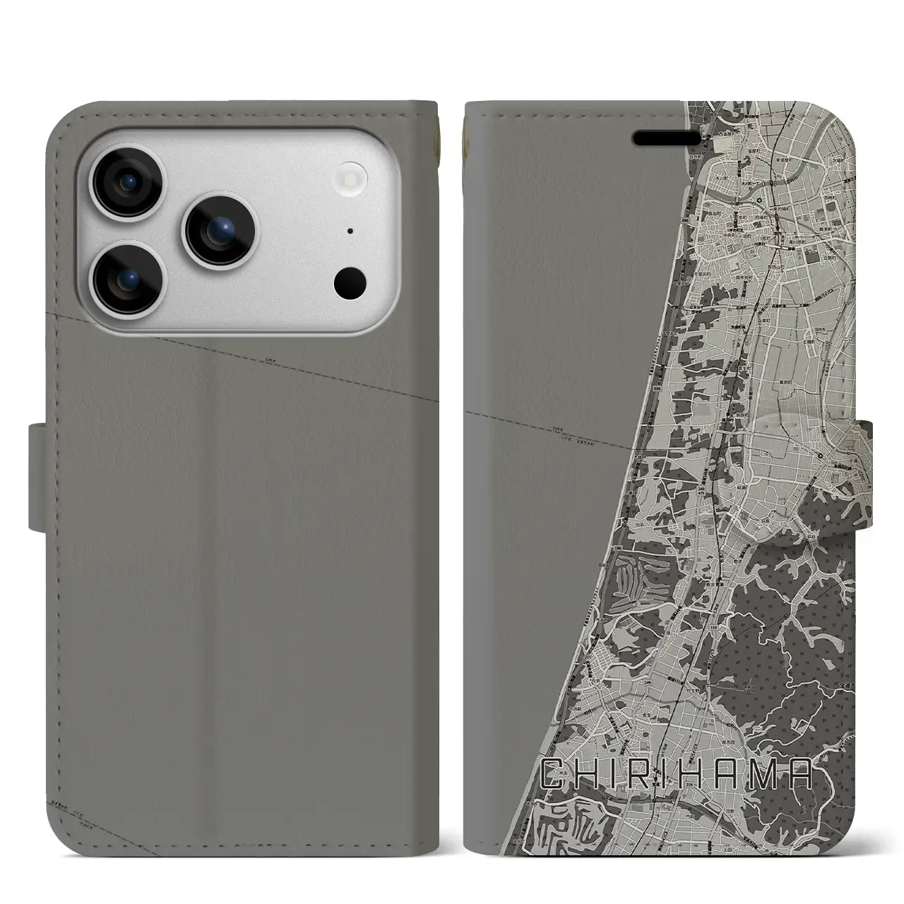 【千里浜(石川県)】地図柄iPhoneケース(手帳タイプ)