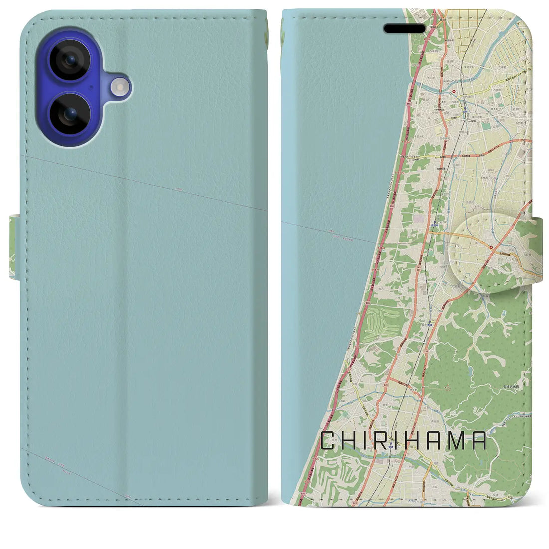 【千里浜(石川県)】地図柄iPhoneケース(手帳タイプ)ナチュラル・iPhone 16 Pro Max 用