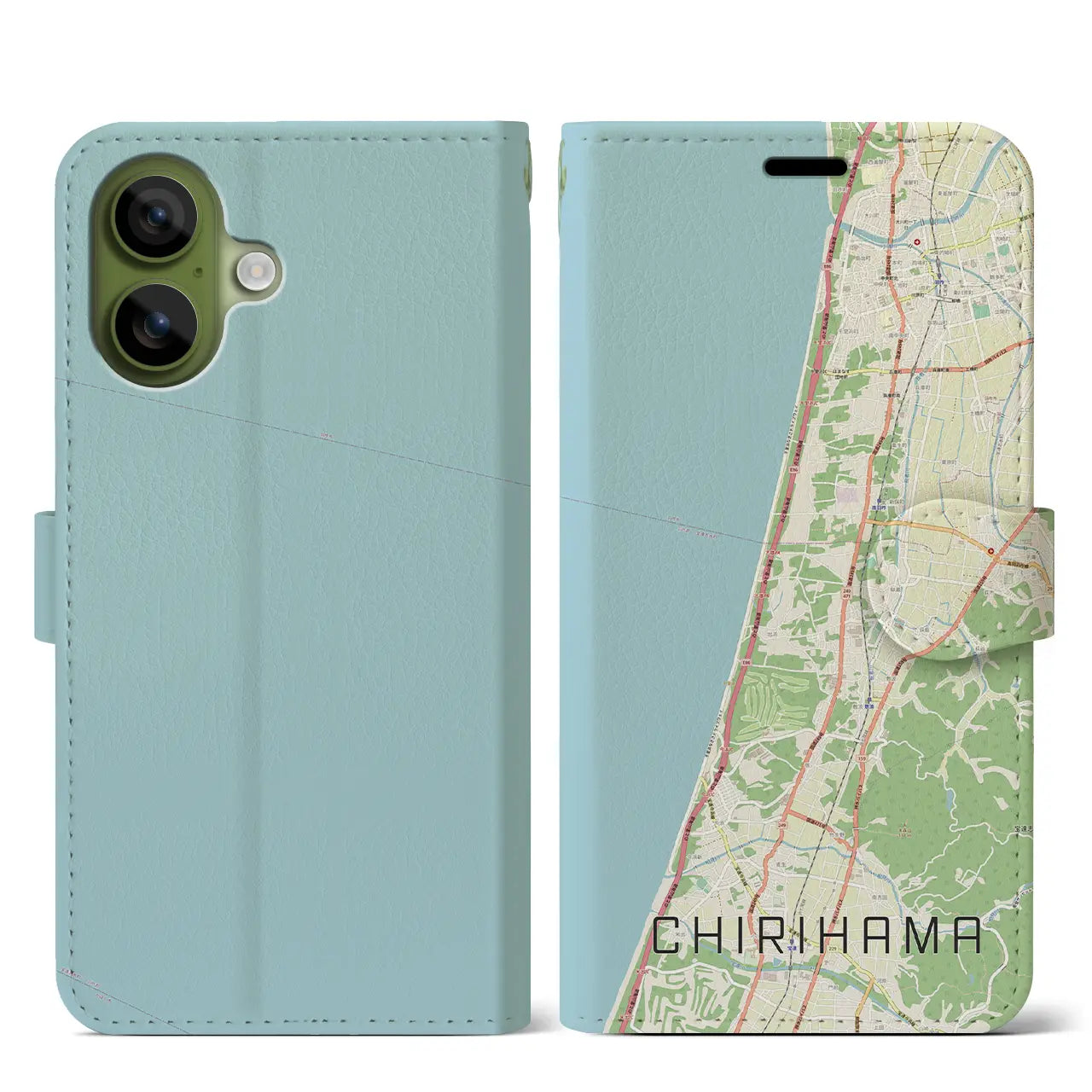 【千里浜(石川県)】地図柄iPhoneケース(手帳タイプ)