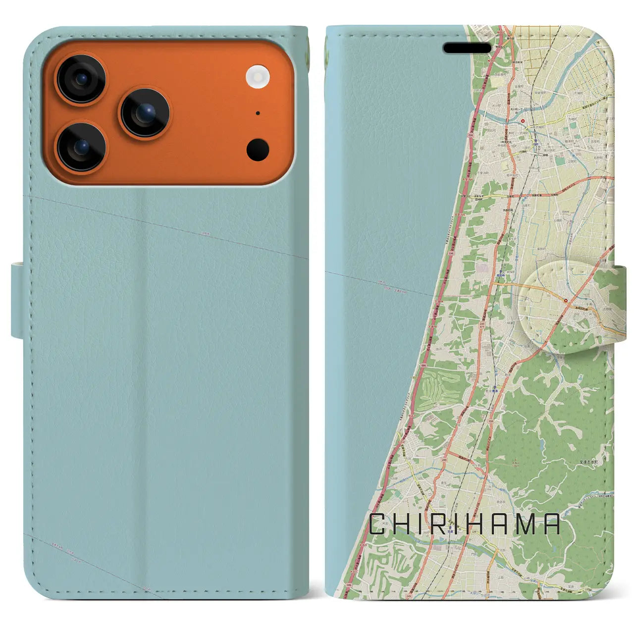 【千里浜(石川県)】地図柄iPhoneケース(手帳タイプ)