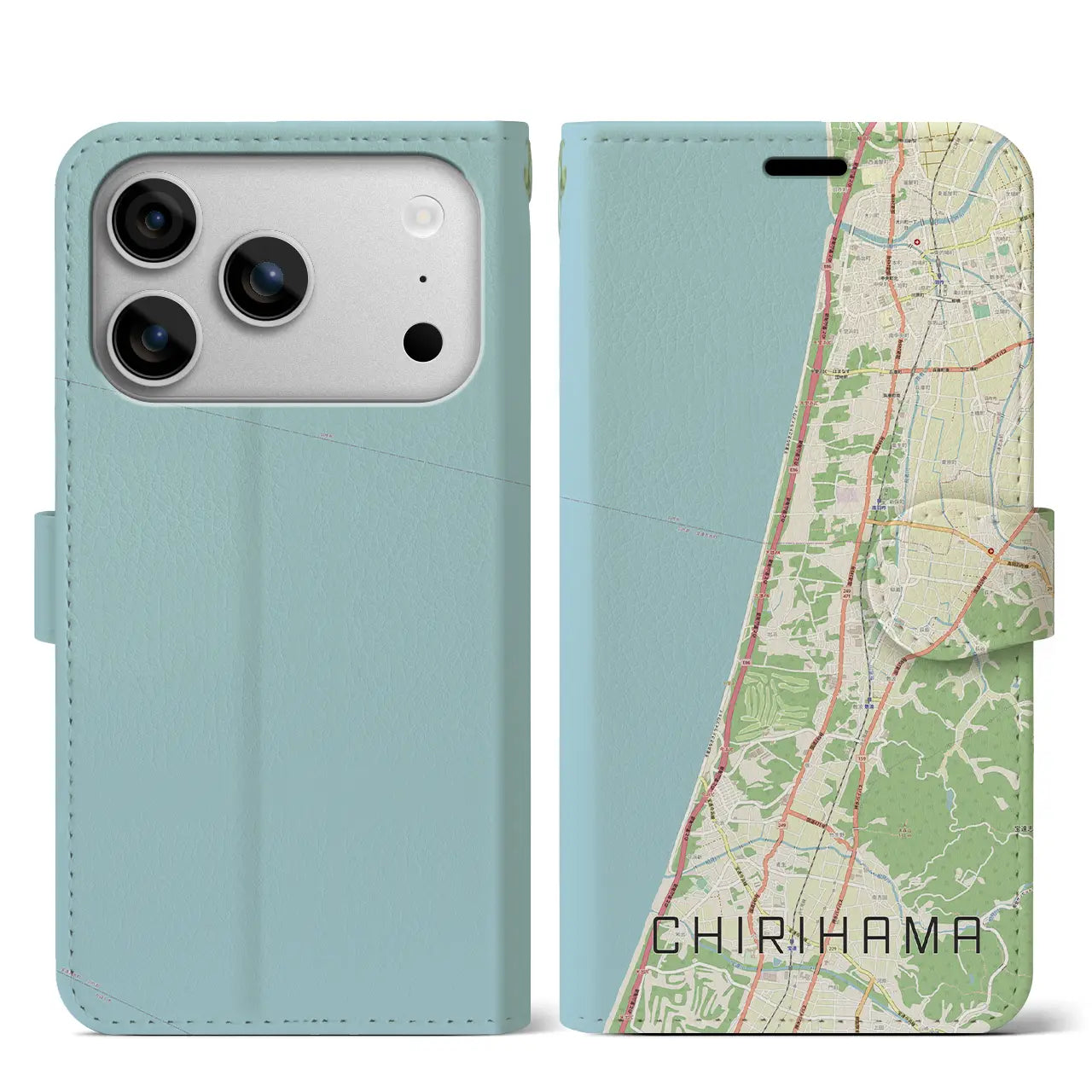 【千里浜(石川県)】地図柄iPhoneケース(手帳タイプ)