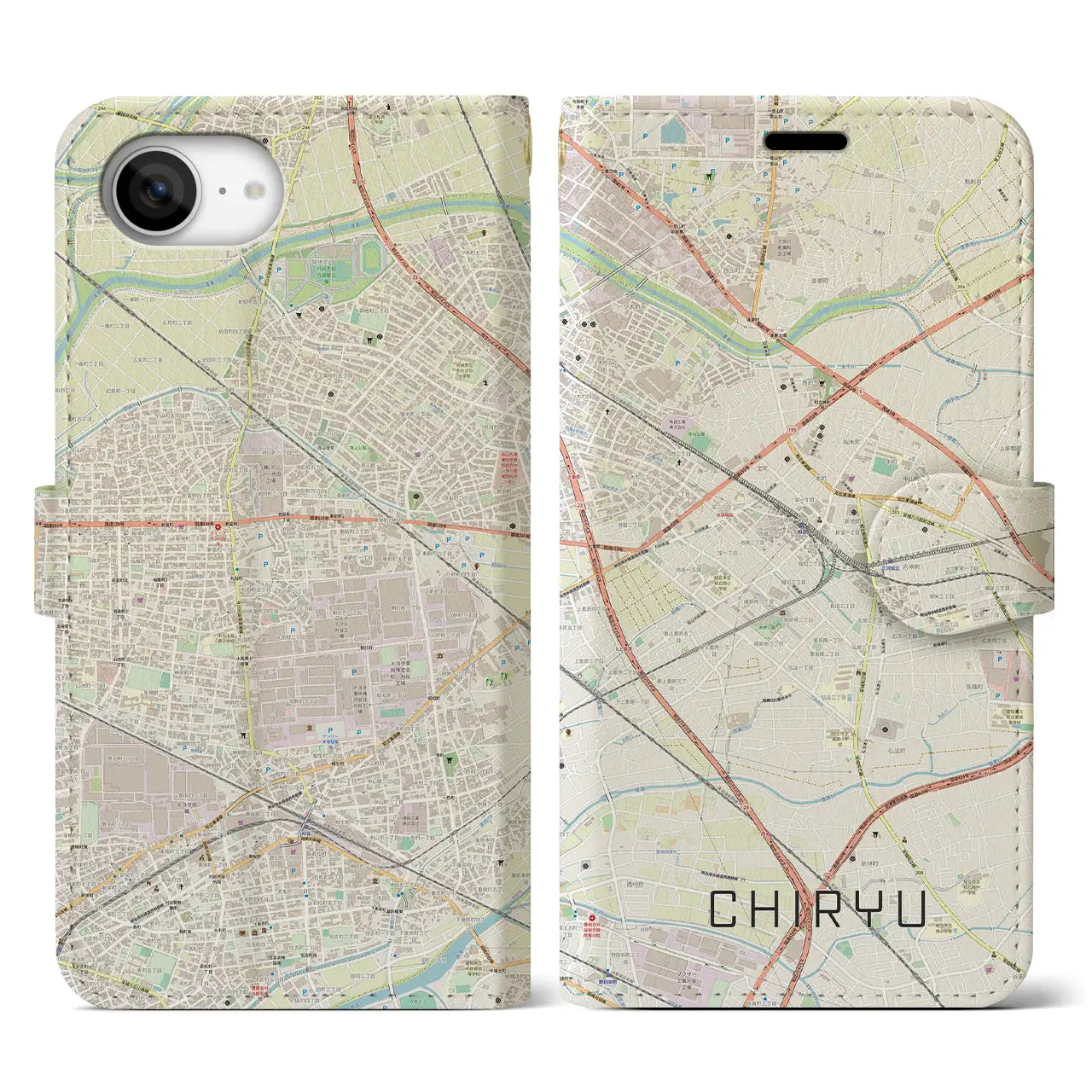 【知立(愛知県)】地図柄iPhoneケース(手帳タイプ)