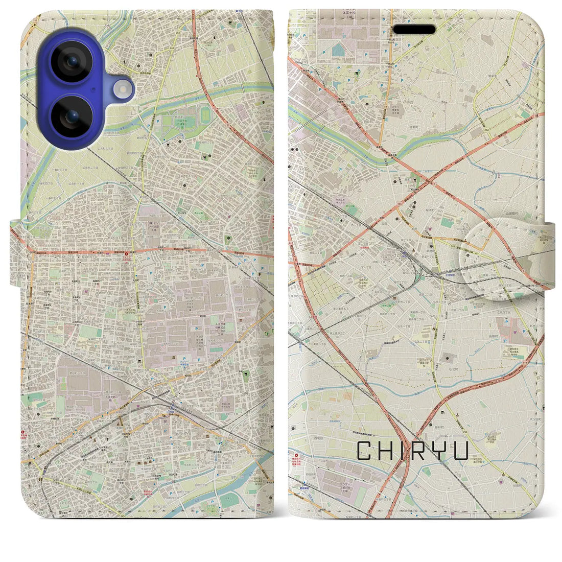 【知立(愛知県)】地図柄iPhoneケース(手帳タイプ)ナチュラル・iPhone 16 Pro Max 用