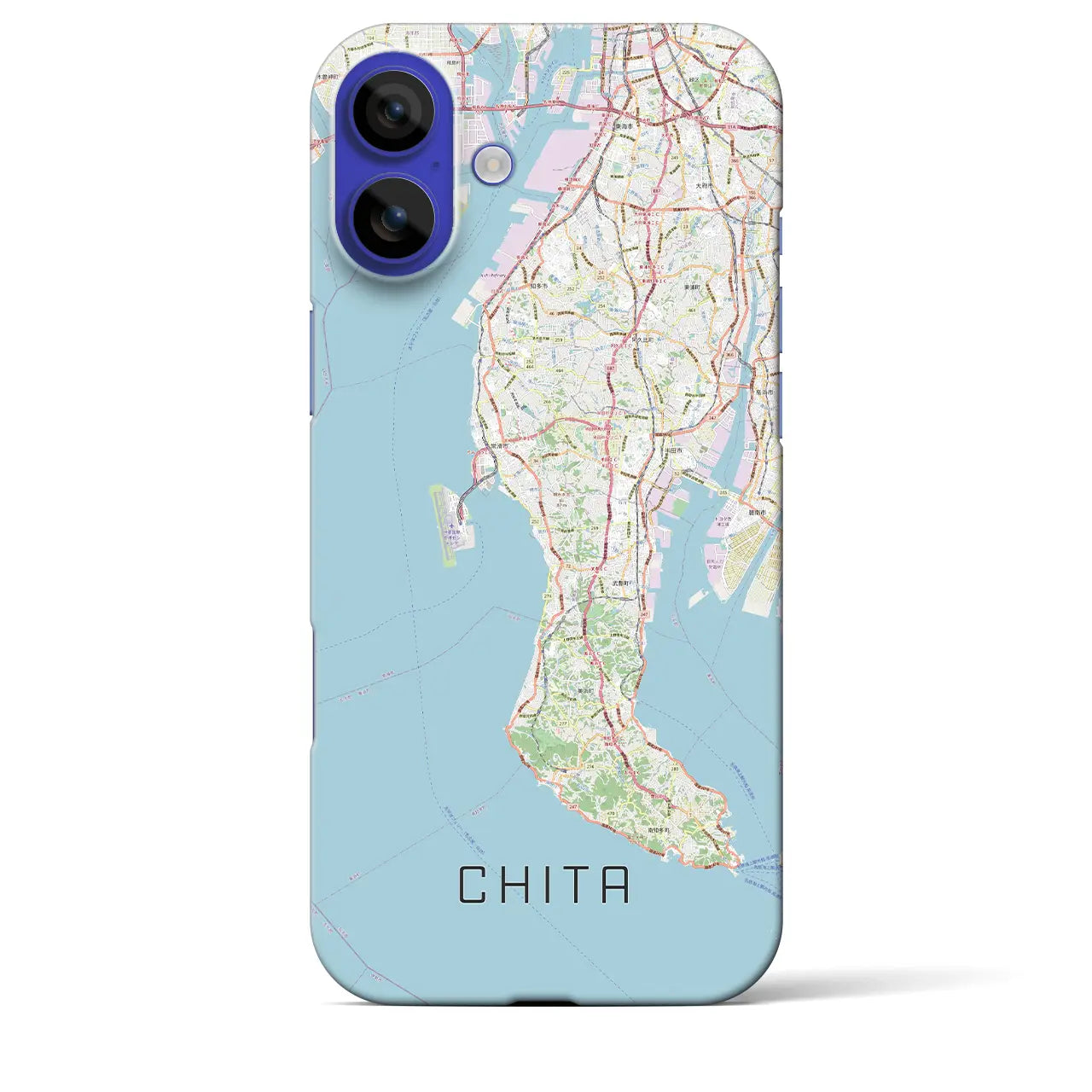 【知多2(愛知県)】地図柄iPhoneケース(バックカバータイプ)ブラック・iPhone 16 Pro Max 用