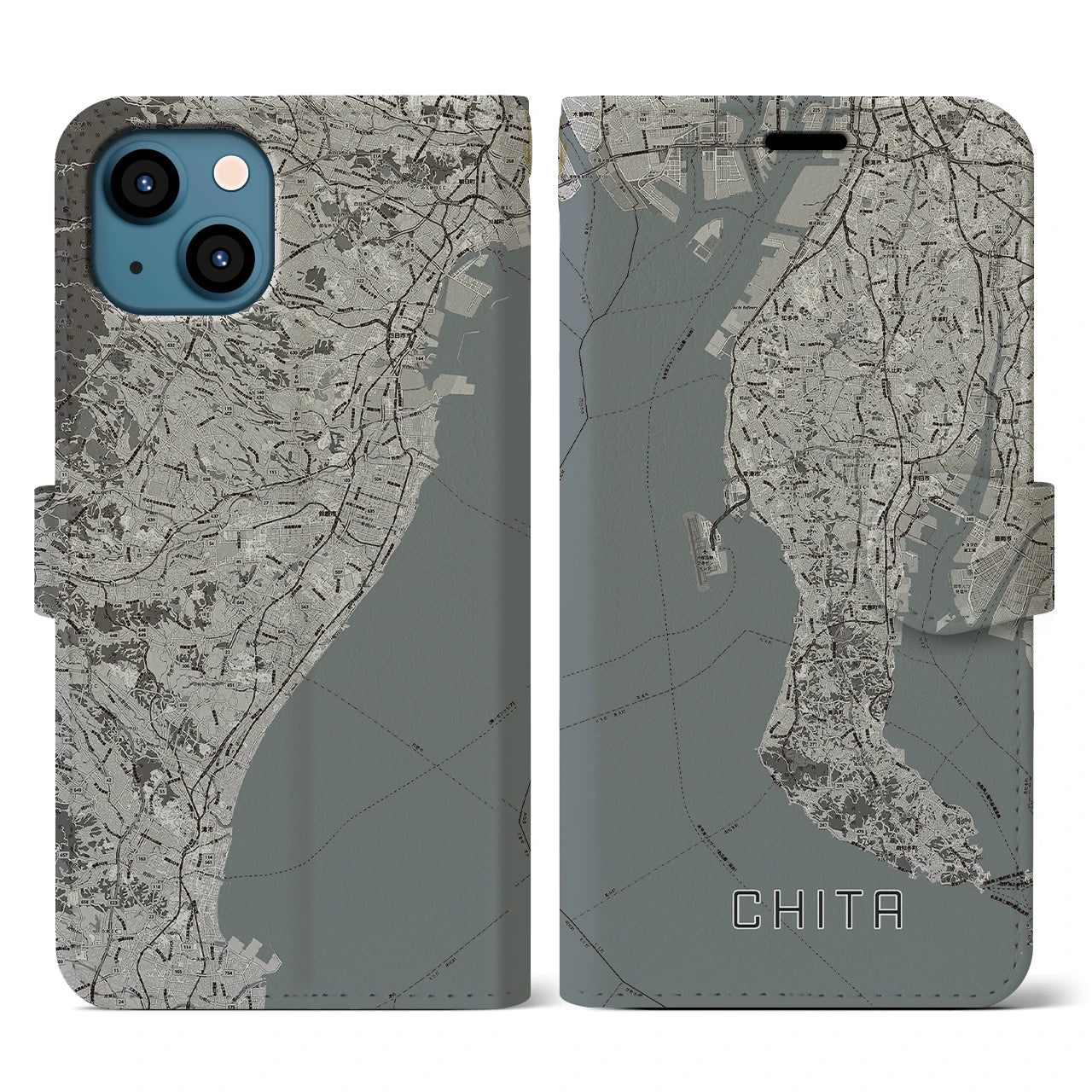 【知多2(愛知県)】地図柄iPhoneケース(手帳タイプ)