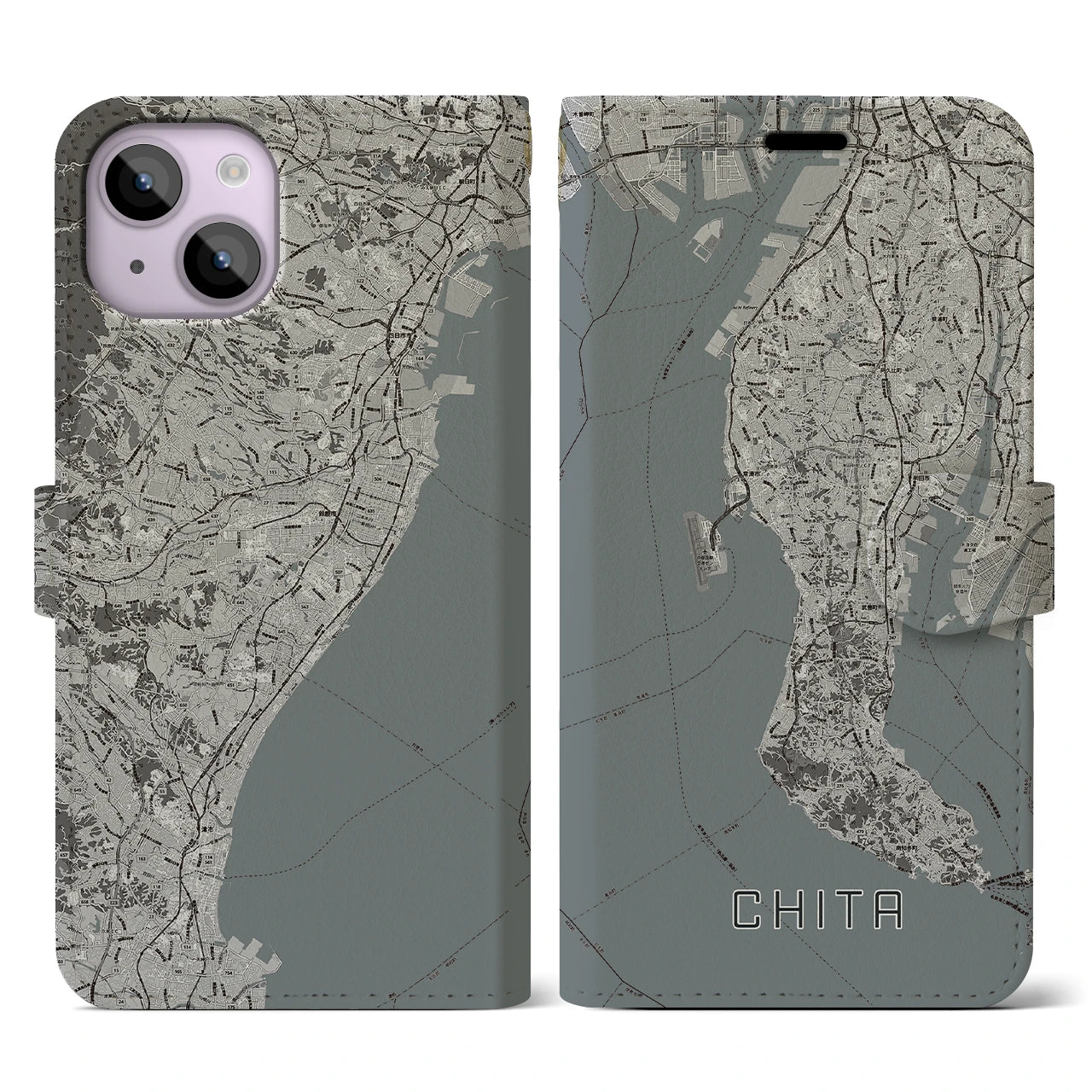 【知多2(愛知県)】地図柄iPhoneケース(手帳タイプ)