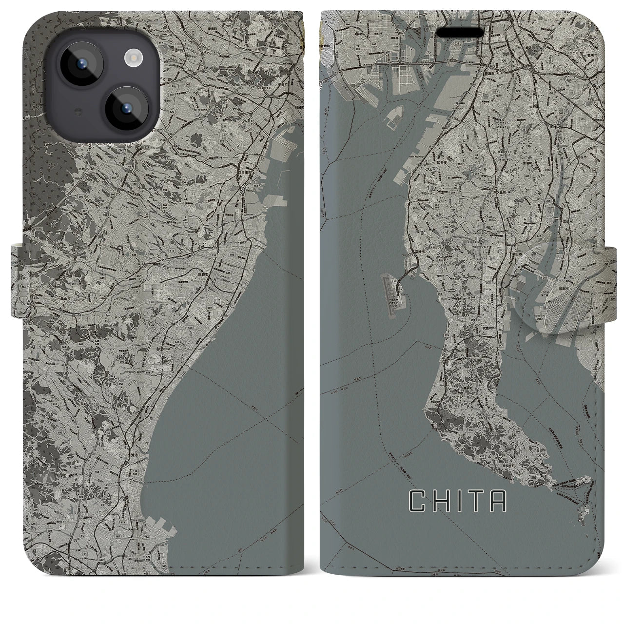 【知多2(愛知県)】地図柄iPhoneケース(手帳タイプ)