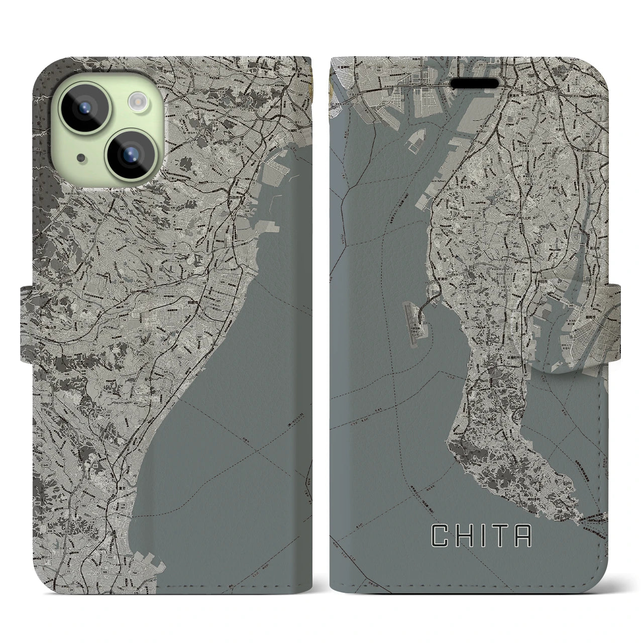 【知多2(愛知県)】地図柄iPhoneケース(手帳タイプ)