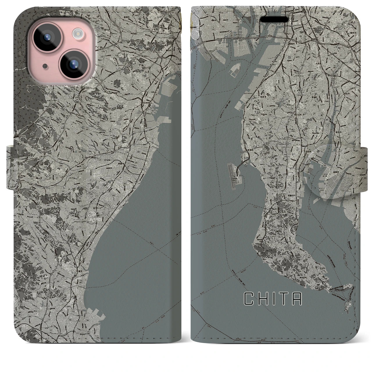 【知多2(愛知県)】地図柄iPhoneケース(手帳タイプ)