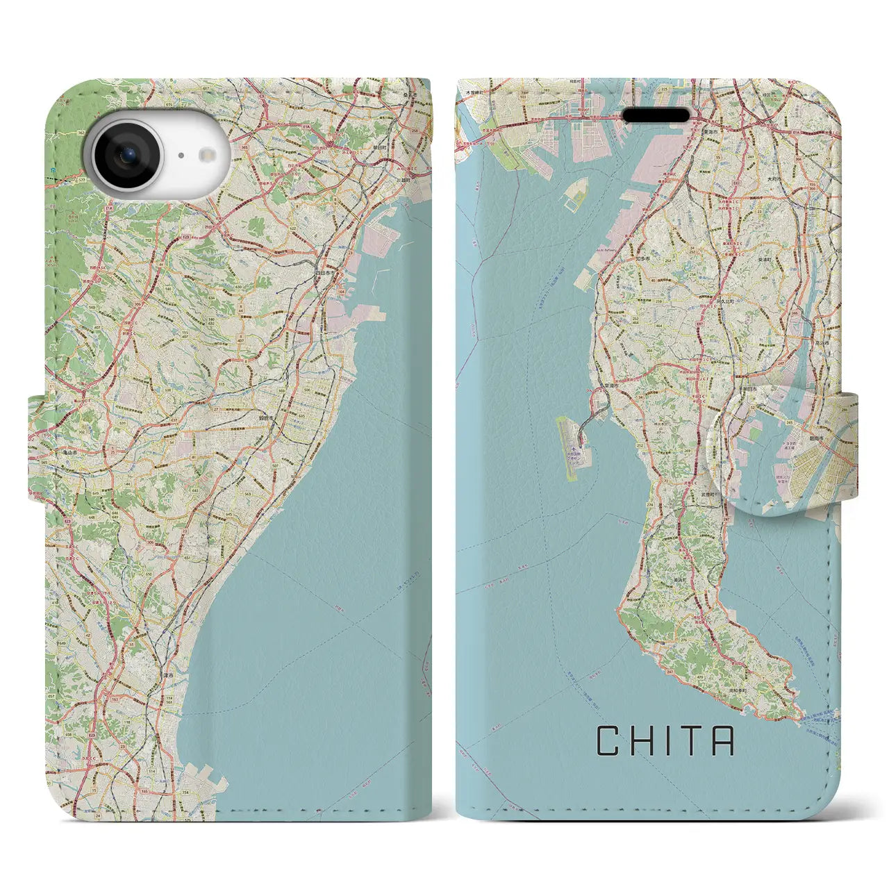 【知多2(愛知県)】地図柄iPhoneケース(手帳タイプ)