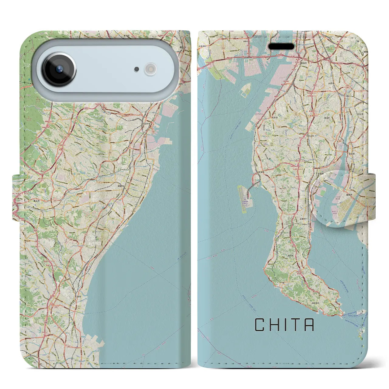 【知多2(愛知県)】地図柄iPhoneケース(手帳タイプ)