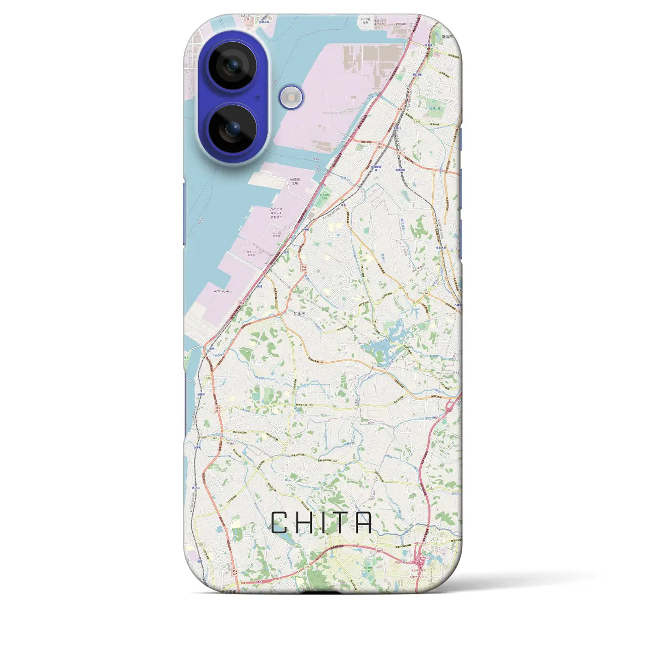【知多(愛知県)】地図柄iPhoneケース(バックカバータイプ)ブラック・iPhone 16 Pro Max 用