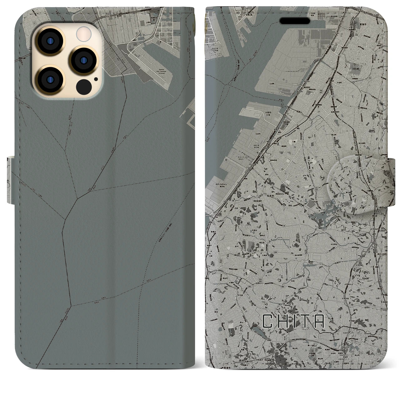 【知多(愛知県)】地図柄iPhoneケース(手帳タイプ)